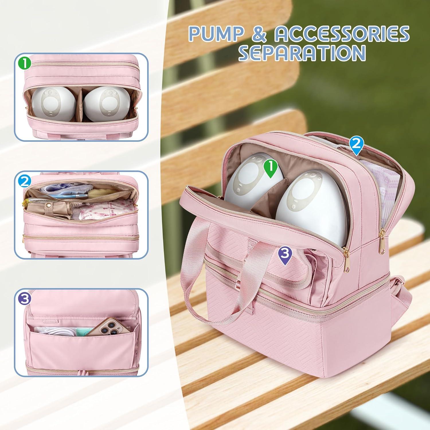 Bolsa de Extractor de Leche Fasrom Rosa con Enfriador y Compartimentos