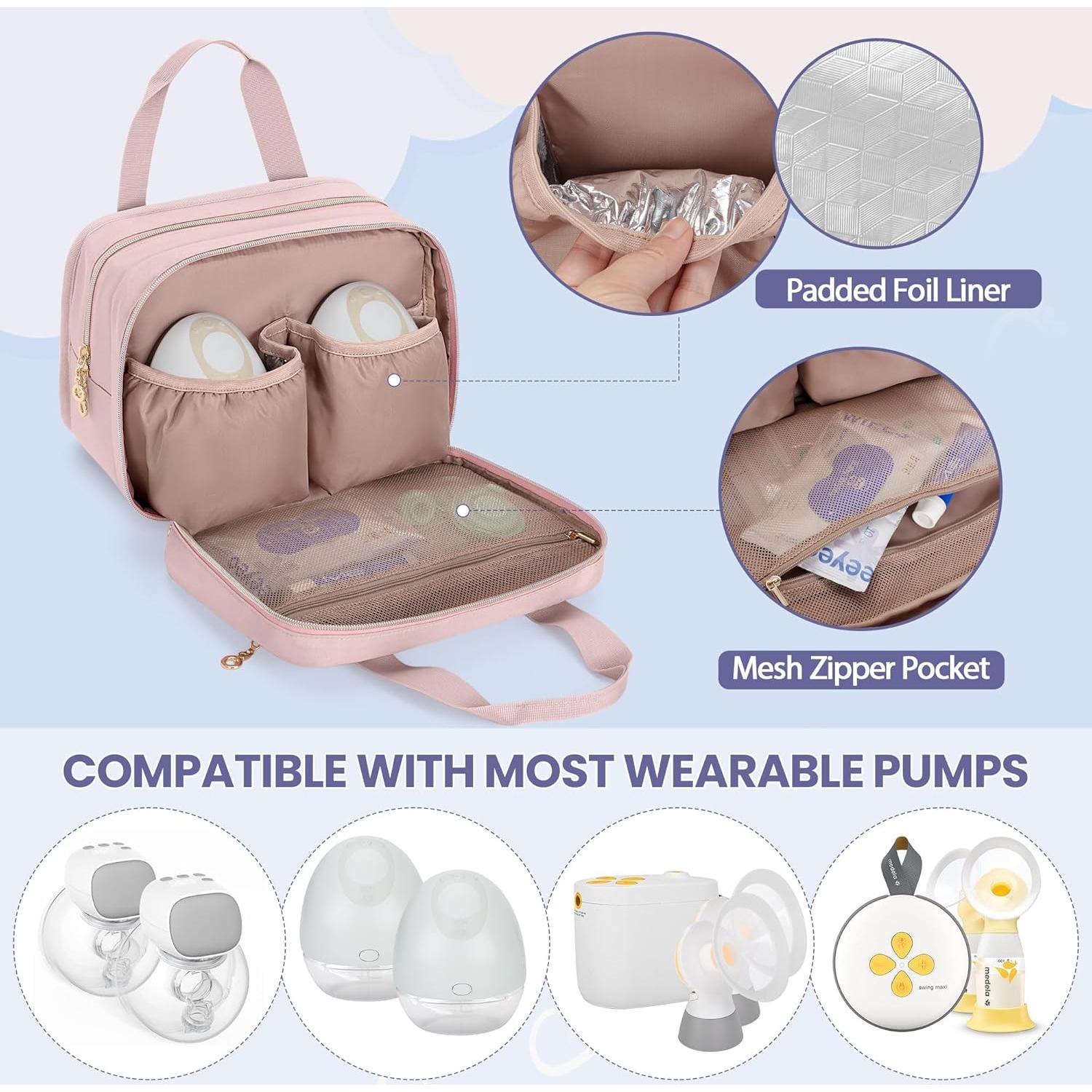 Bolsa Térmica para Extractor de Leche Wearable Damero Rosa
