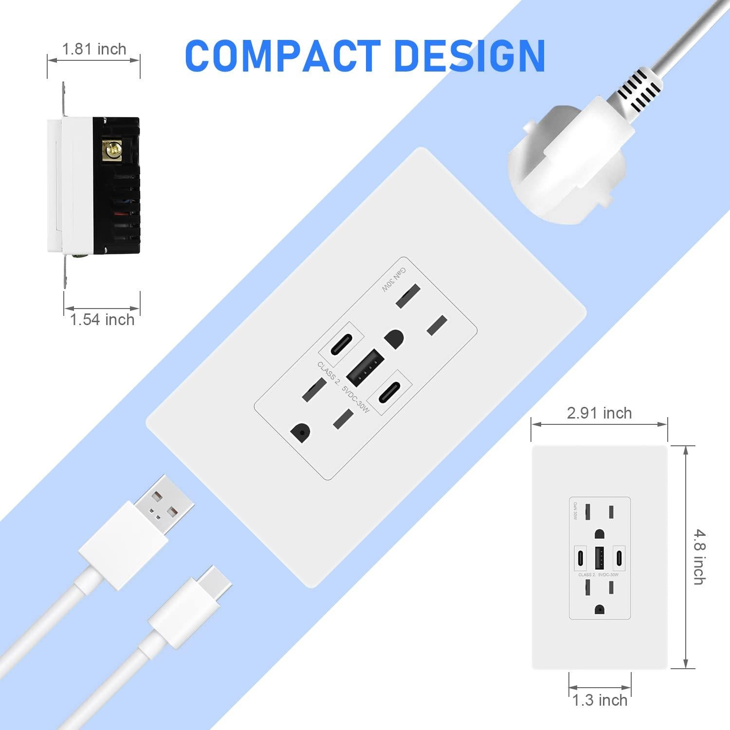 Cargador de Pared USB 30W Amerisense 15A 3 Puertos Blanco