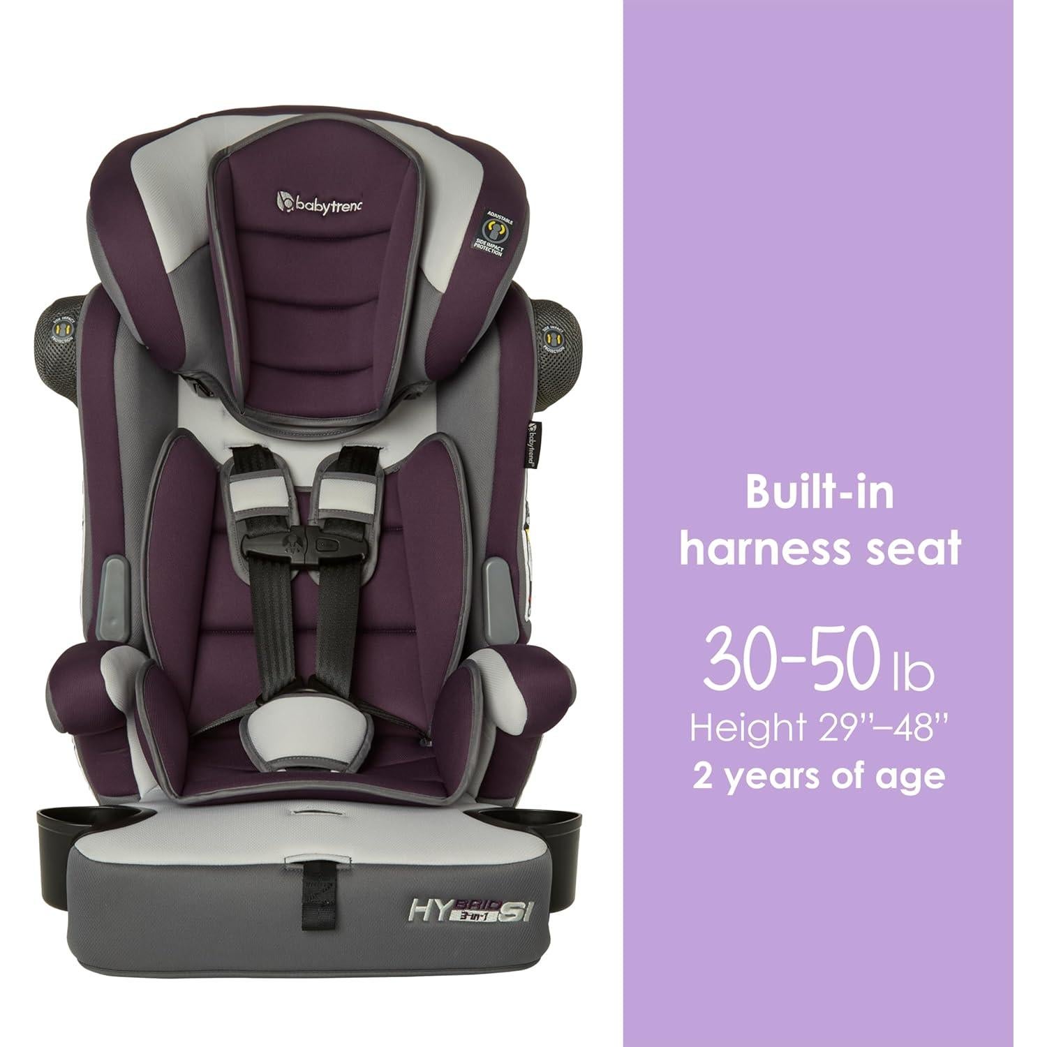 Asiento de Aumento 3 en 1 Baby Trend Hybrid SI Dash Ciruela