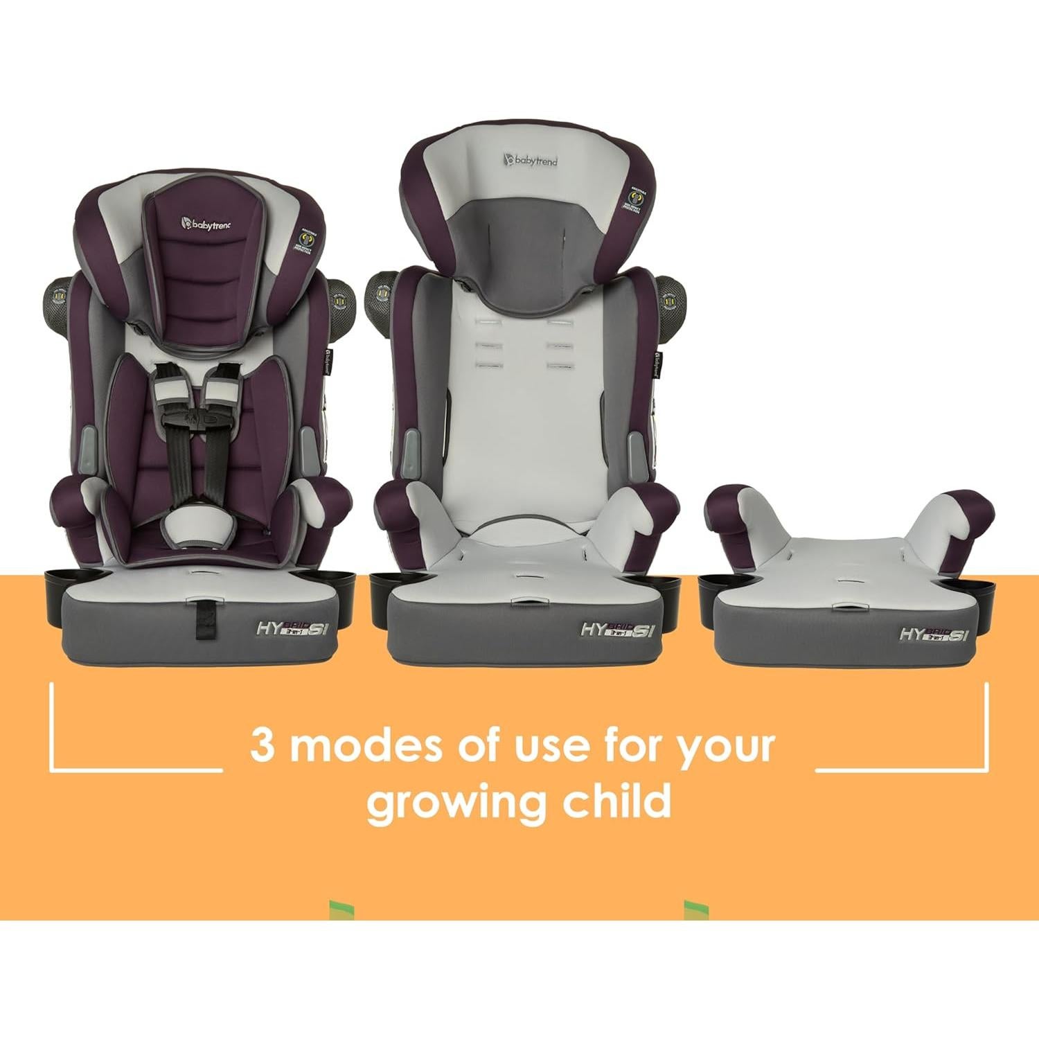 Asiento de Aumento 3 en 1 Baby Trend Hybrid SI Dash Ciruela