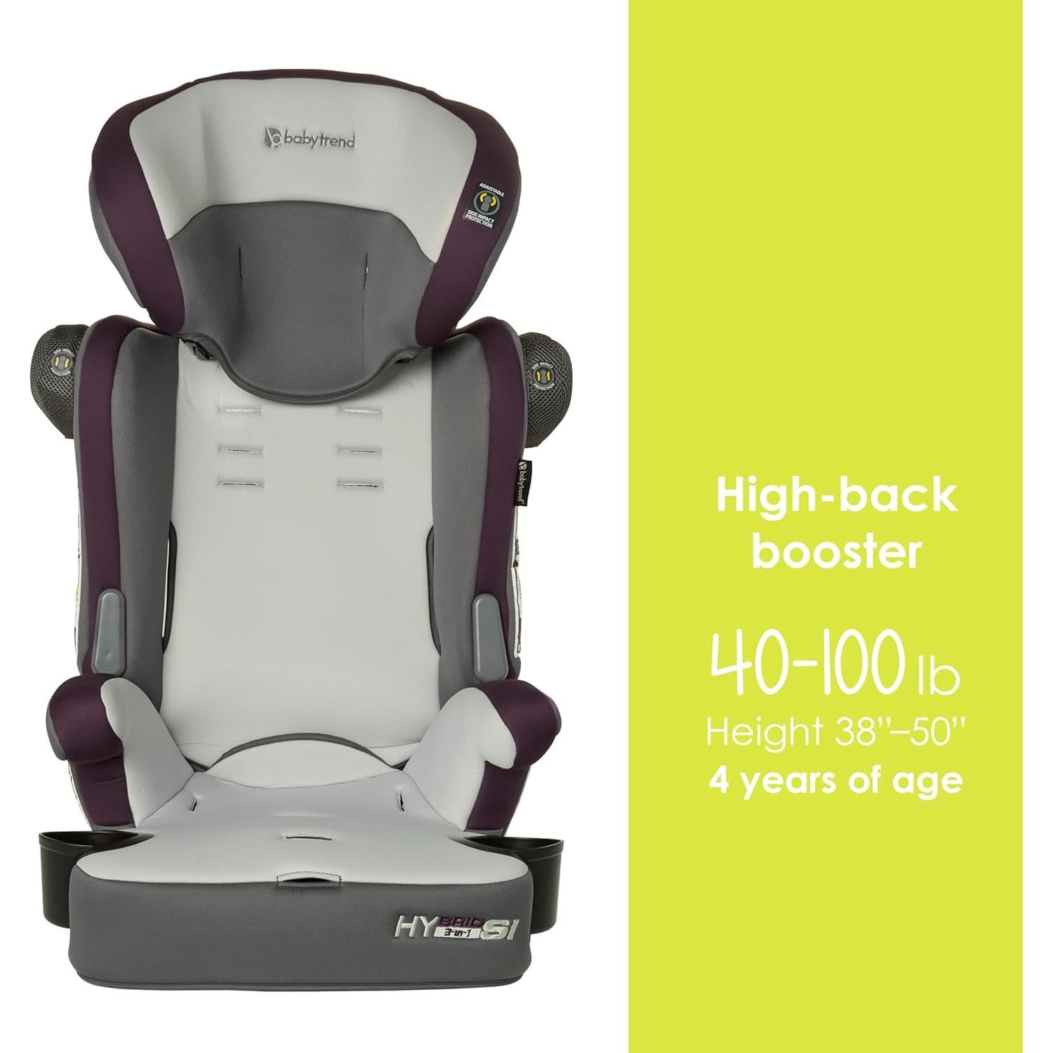Asiento de Aumento 3 en 1 Baby Trend Hybrid SI Dash Ciruela