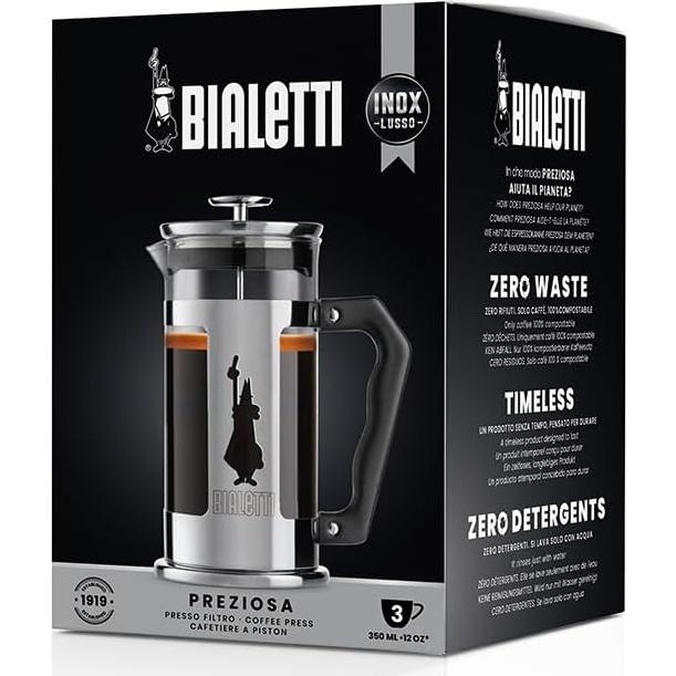 Cafetera Prensa Francesa Bialetti Preziosa 3 Tazas Acero Inoxidable