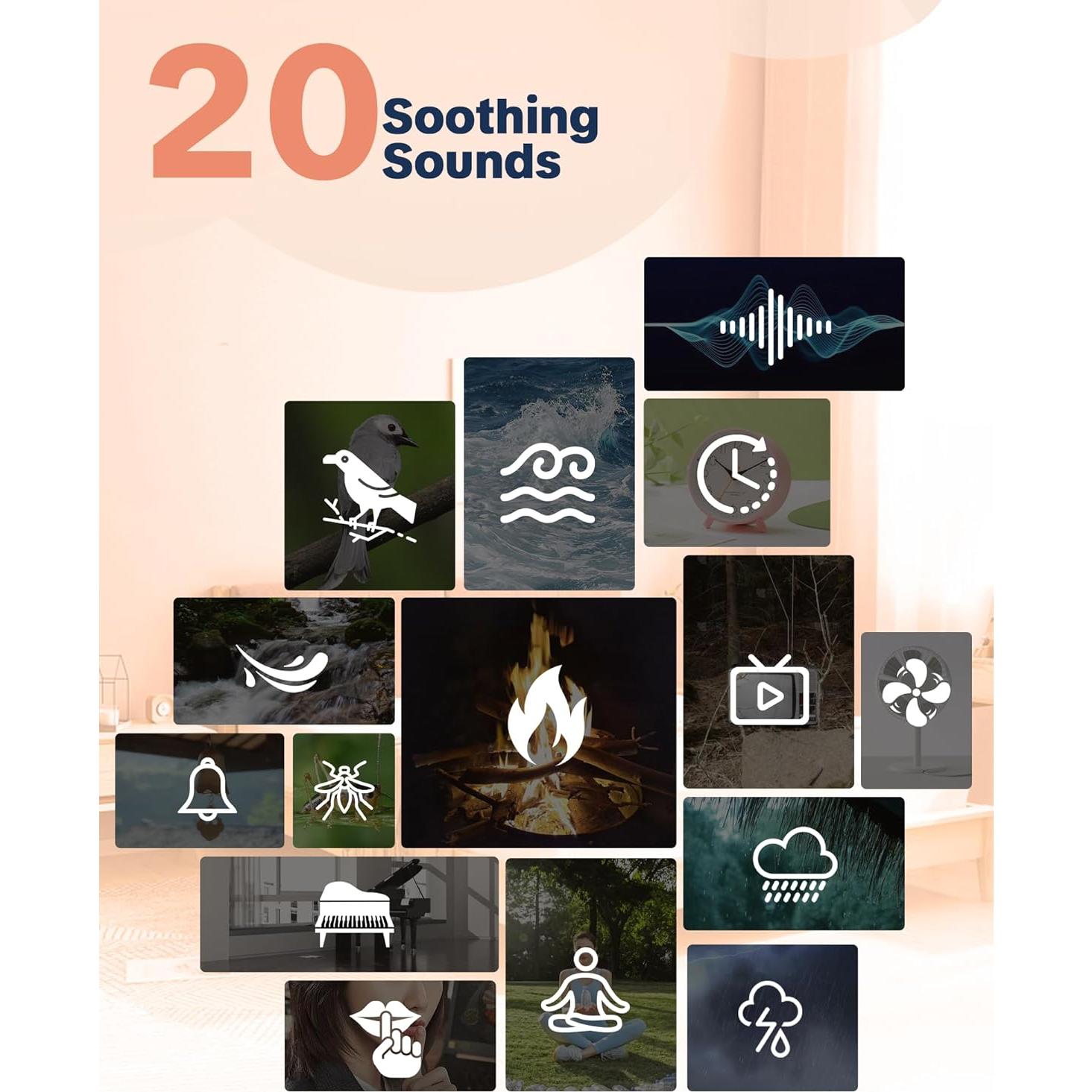 Máquina de Sonido Blanco YONSEN LT010 Portátil 20 Sonidos