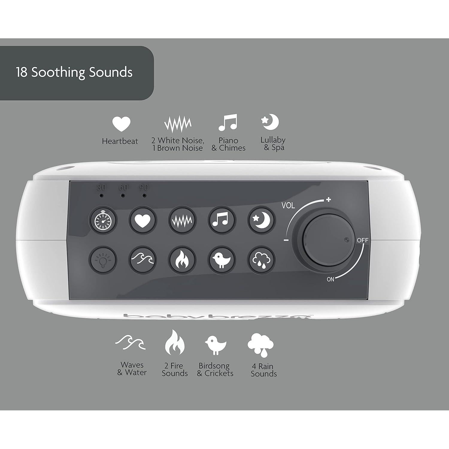 Máquina de Sonido y Luz Nocturna Baby Brezza BRZ0096 - 18 Sonidos