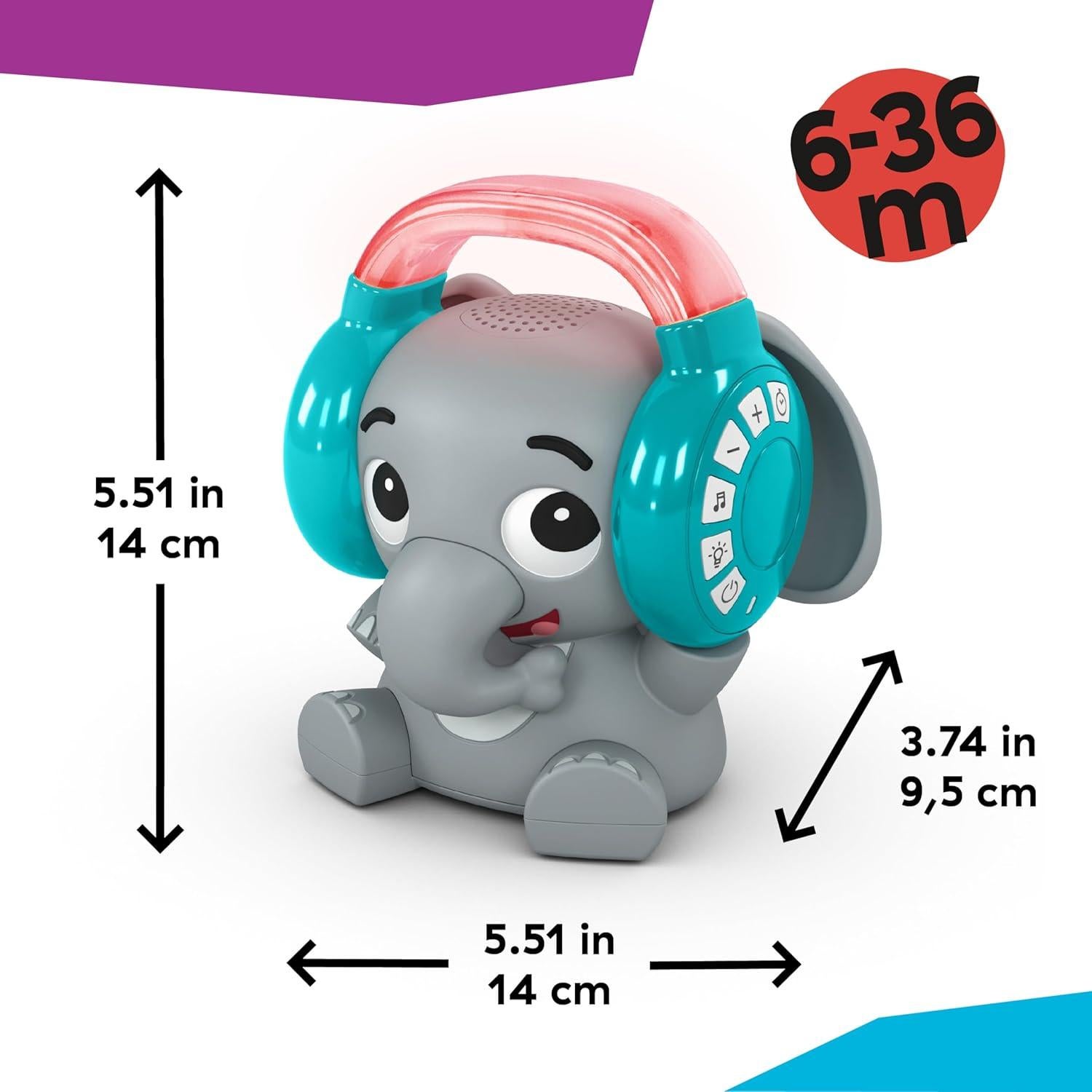 Baby Einstein Earl Elefante Soother Bluetooth 2 en 1 Gris
