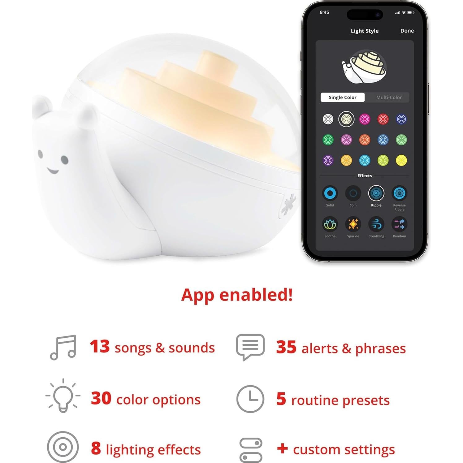 Máquina de Sonido y Luz Nocturna Skip Hop Caracol Inteligente