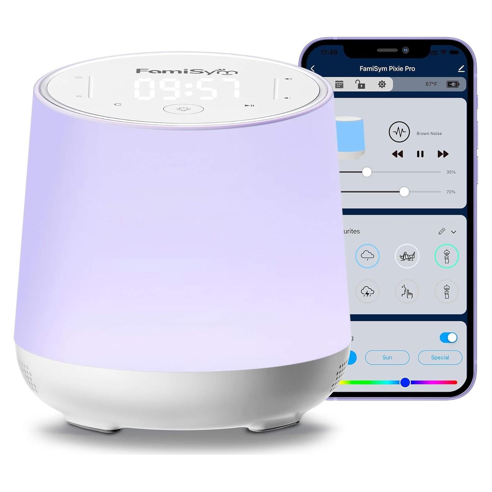 Máquina de Ruido Blanco FamiSym Pixie Pro con Luz Nocturna