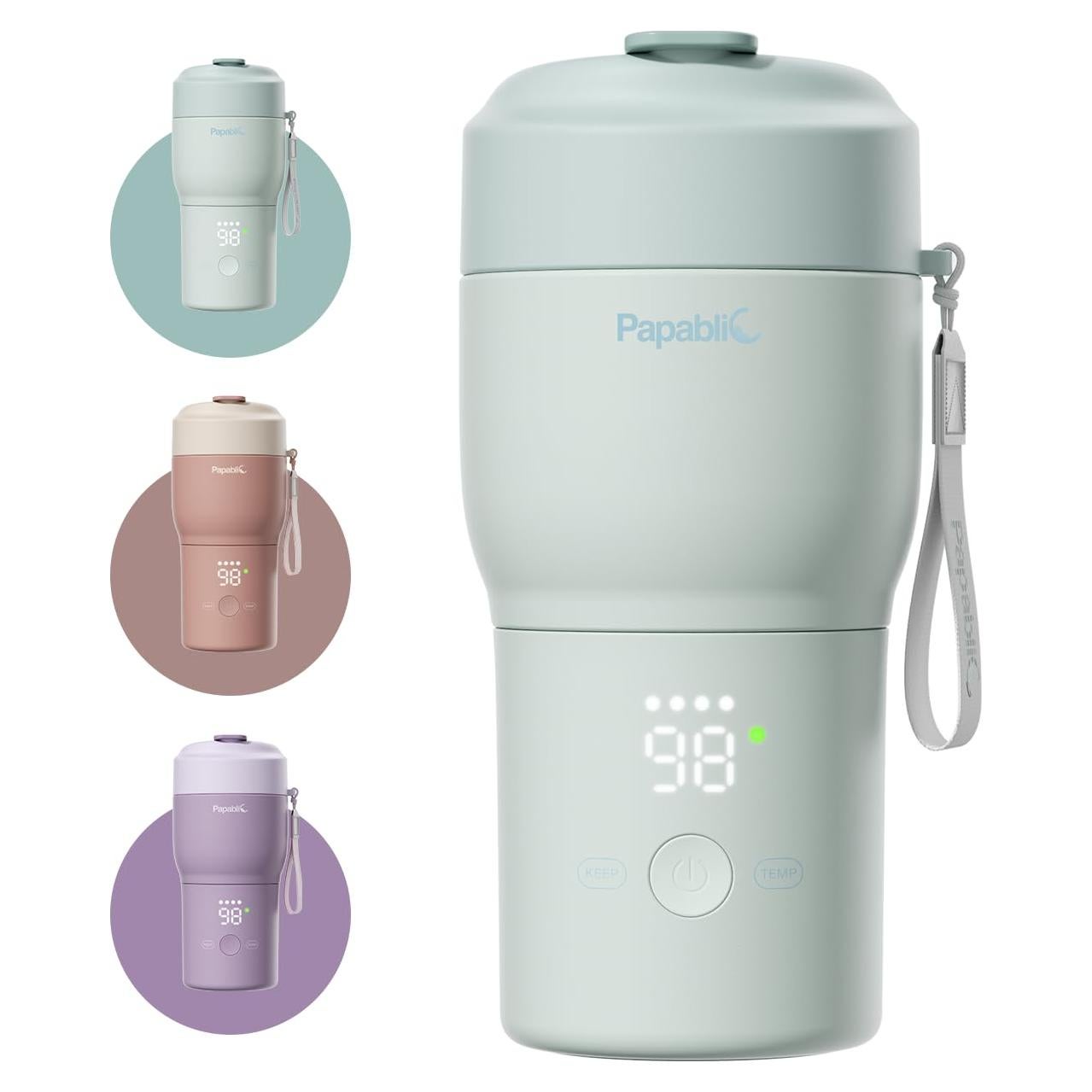 Calentador de Botellas Portátil Papablic Pro - 30W, 5 Temperaturas, Esterilizador, Verde Menta