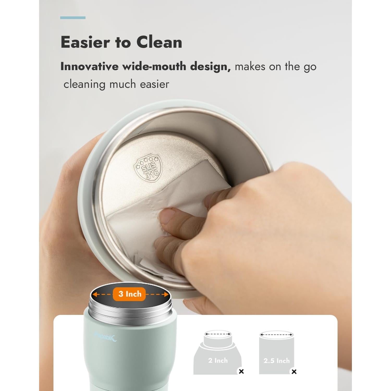 Calentador de Botellas Portátil Papablic Pro - 30W, 5 Temperaturas, Esterilizador, Verde Menta