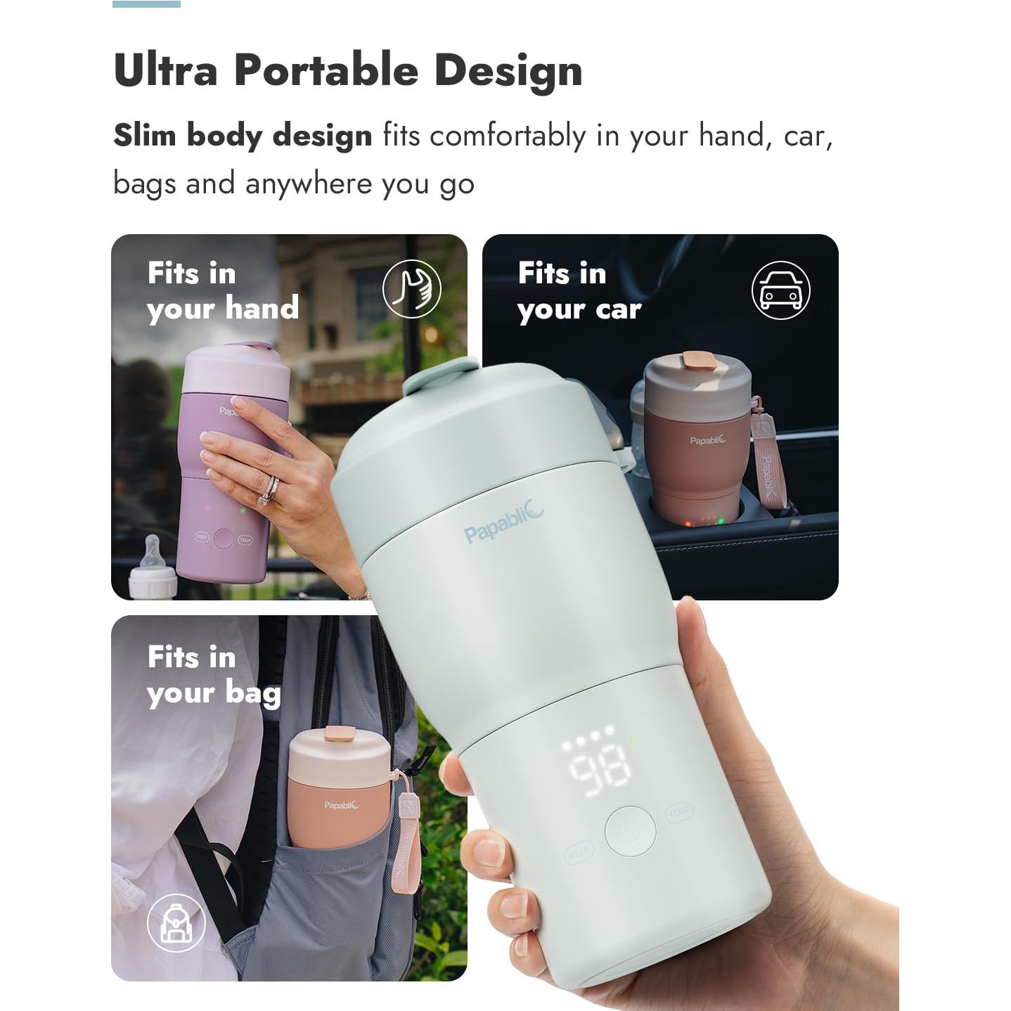 Calentador de Botellas Portátil Papablic Pro - 30W, 5 Temperaturas, Esterilizador, Verde Menta