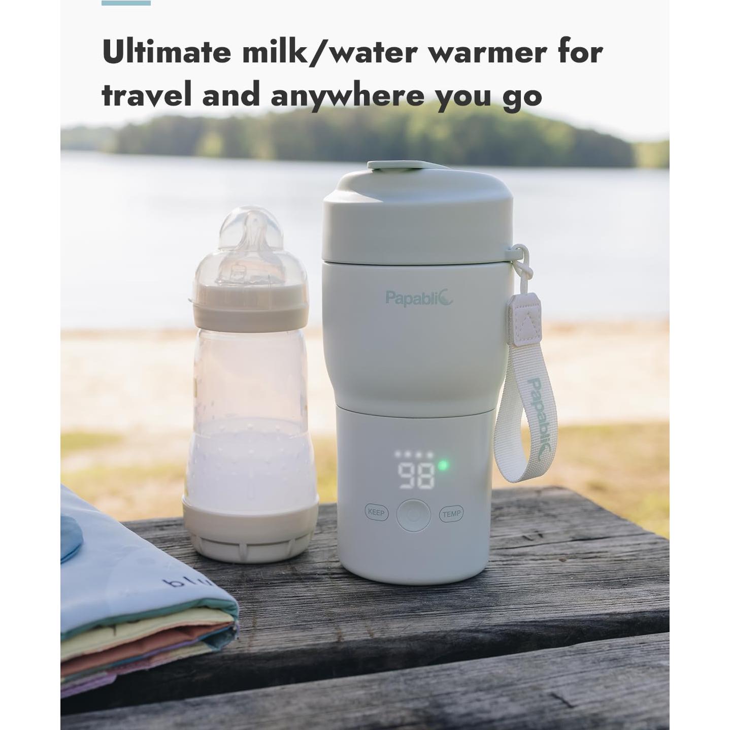 Calentador de Botellas Portátil Papablic Pro - 30W, 5 Temperaturas, Esterilizador, Verde Menta