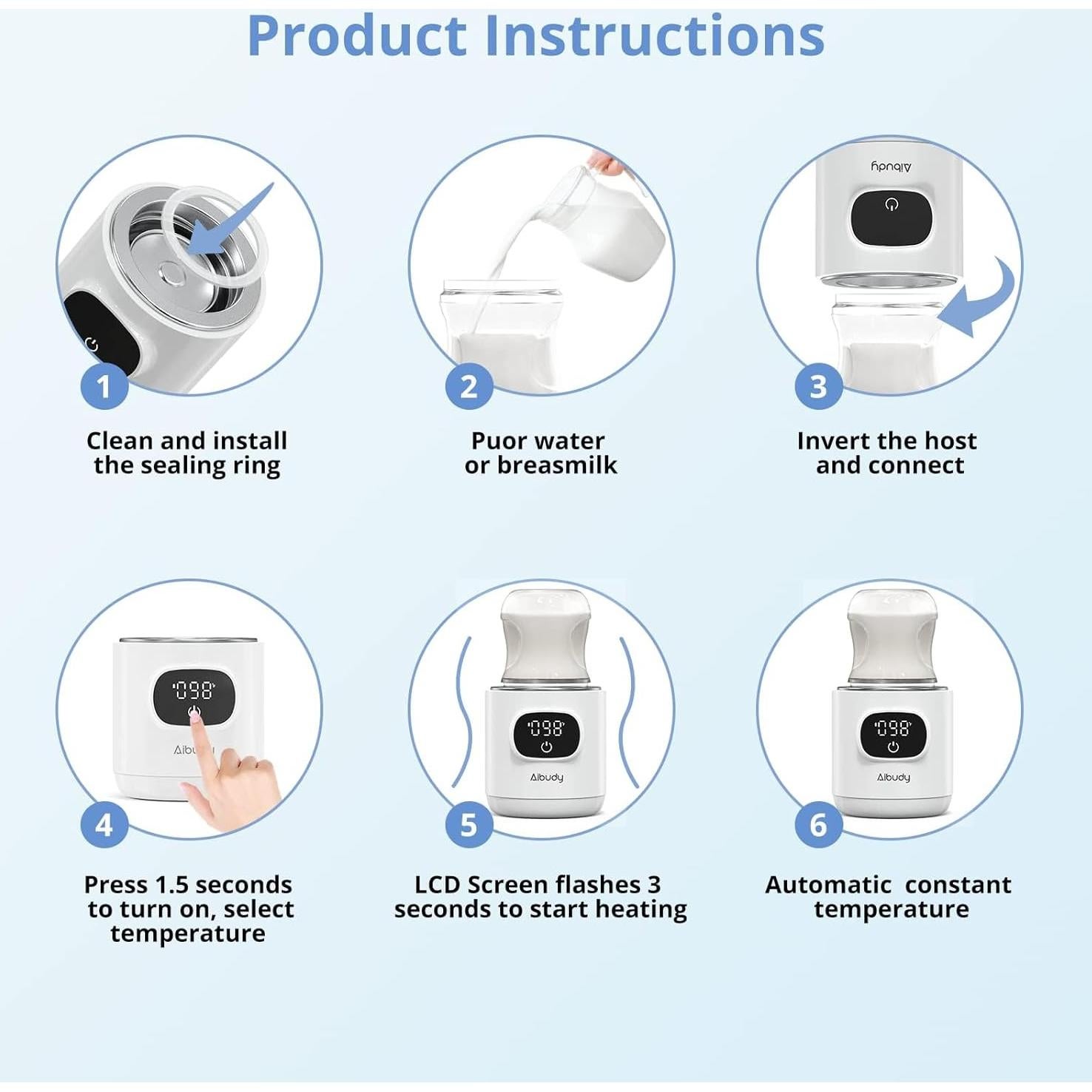 Calentador de Botellas Portátil 6000mAh con Control de Temperatura