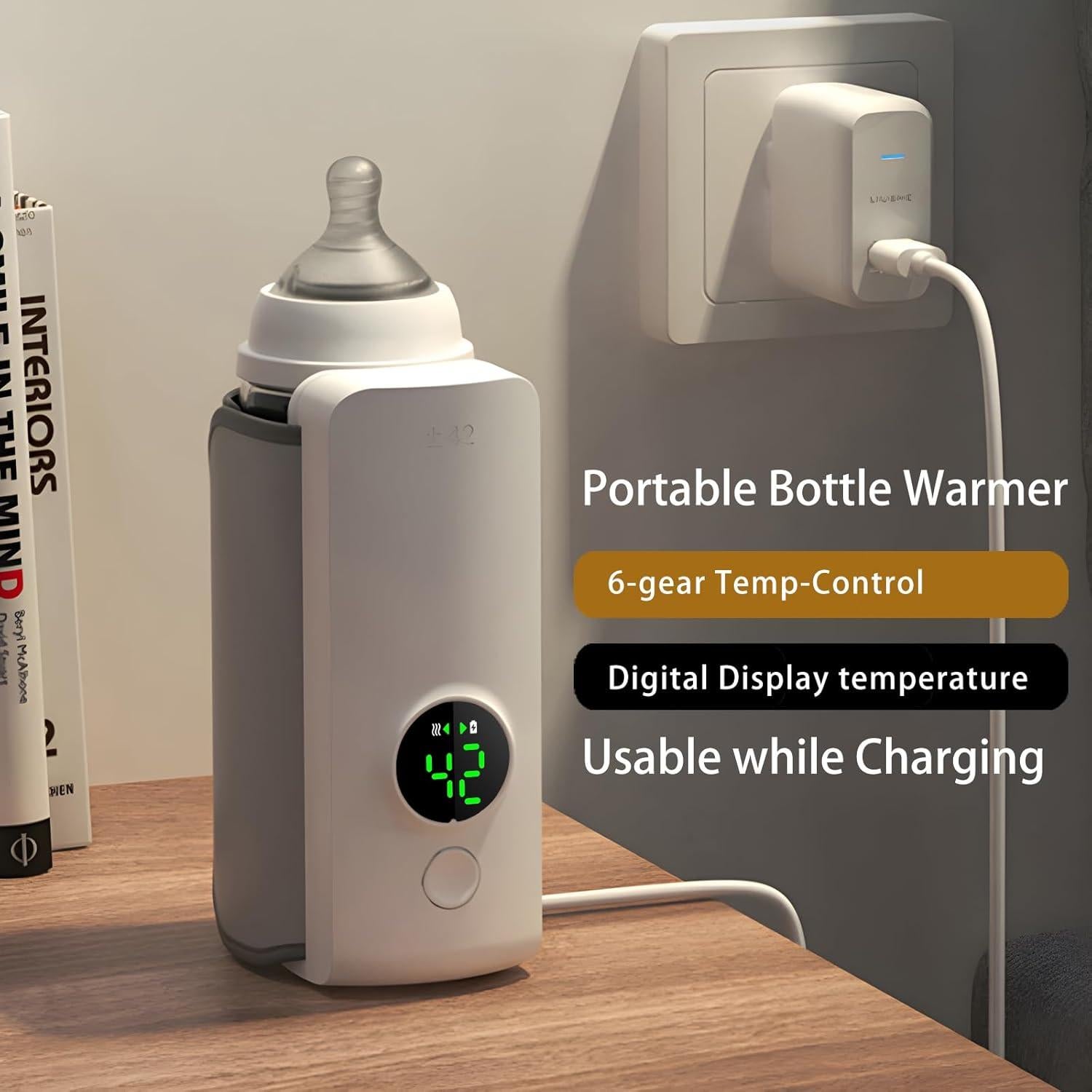 Calentador de Botellas de Bebé Portátil 6000mAh Control Temperatura