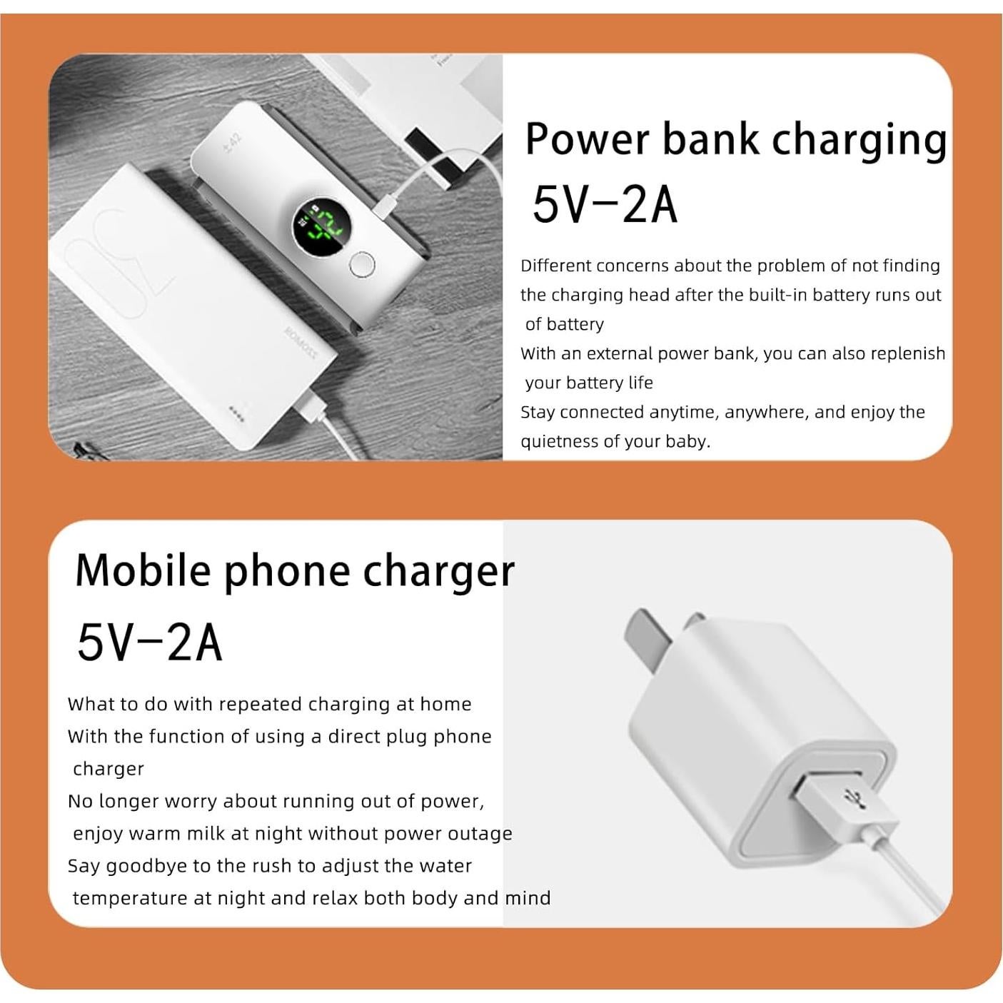 Calentador de Botellas de Bebé Portátil 6000mAh Control Temperatura