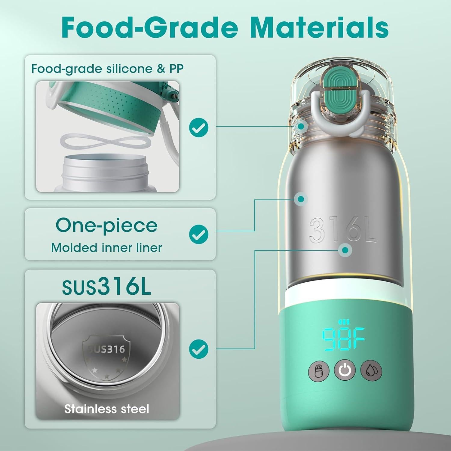 Calentador de Botellas Portátil Cheri Baby 12oz 354ml USB-C