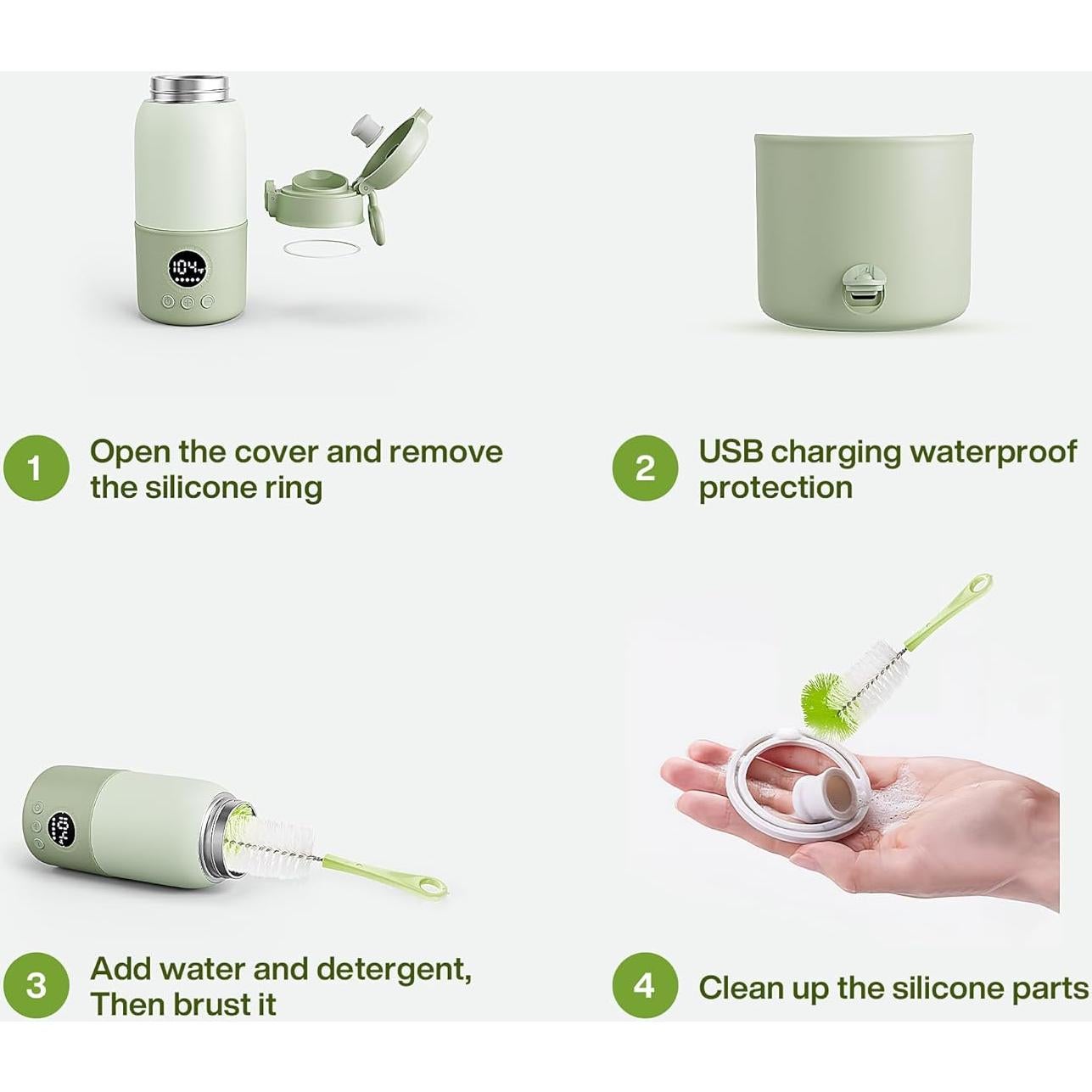 Calentador de Botellas Portátil HASLIFE 380ml con Control Temperatura