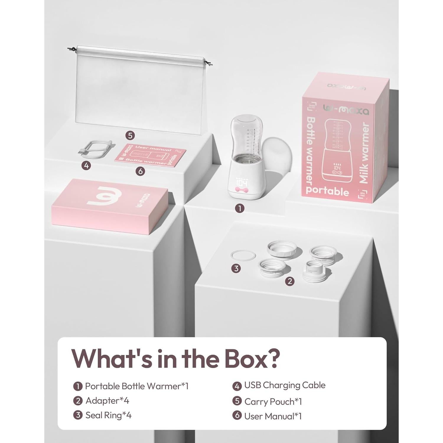 Calentador de Biberones Portátil W-MaxA SM2301 con Adaptadores