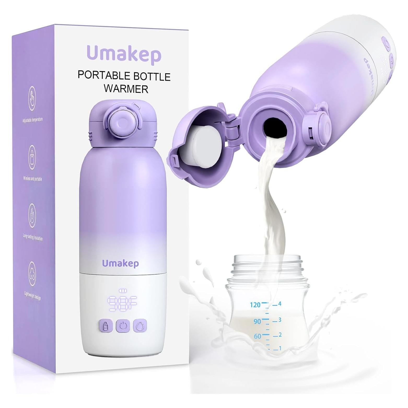 Calentador de Botellas Portátil 12oz Morado - Control Temperatura