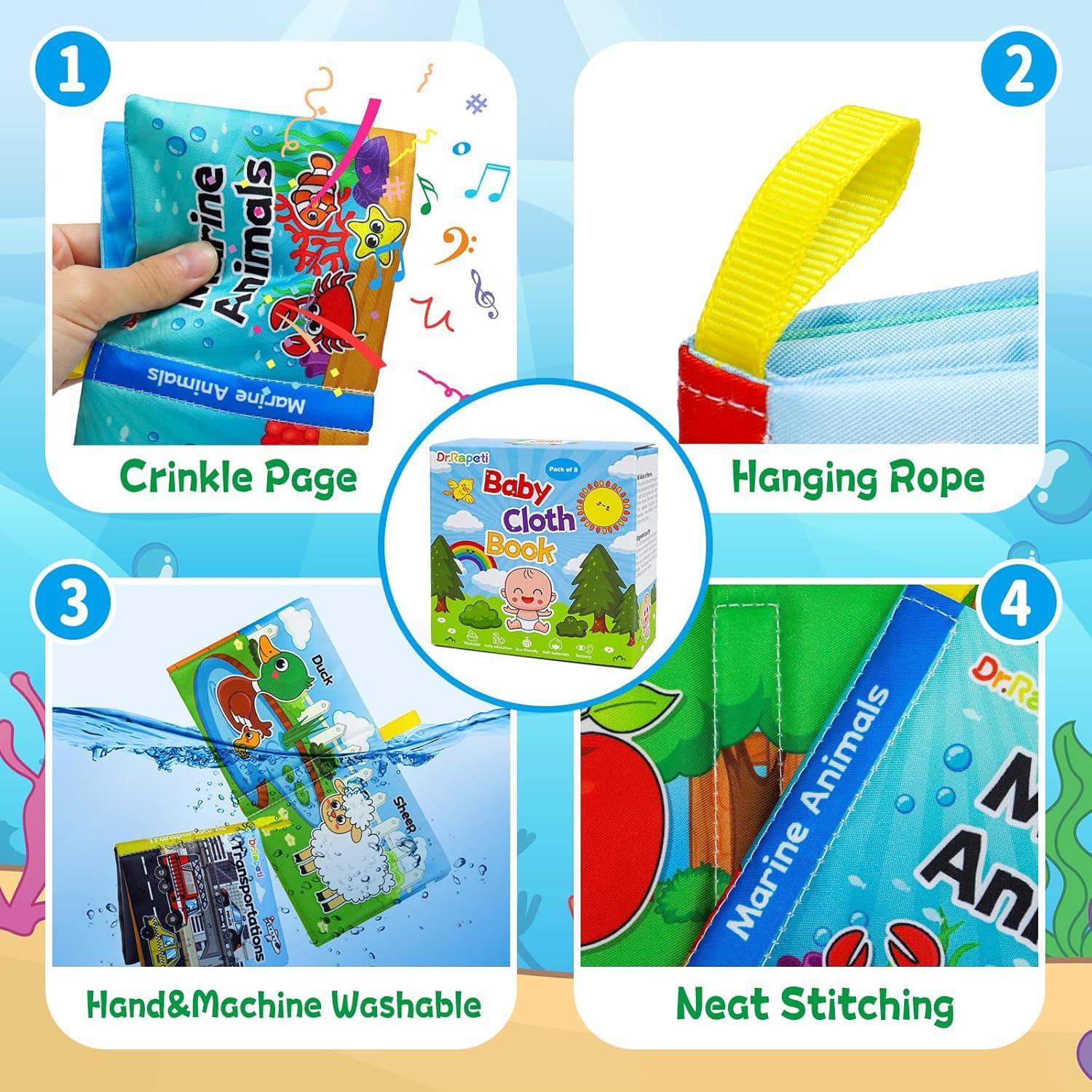 Libros de Tela Suaves Dr.Rapeti para Bebés - Paquete de 8