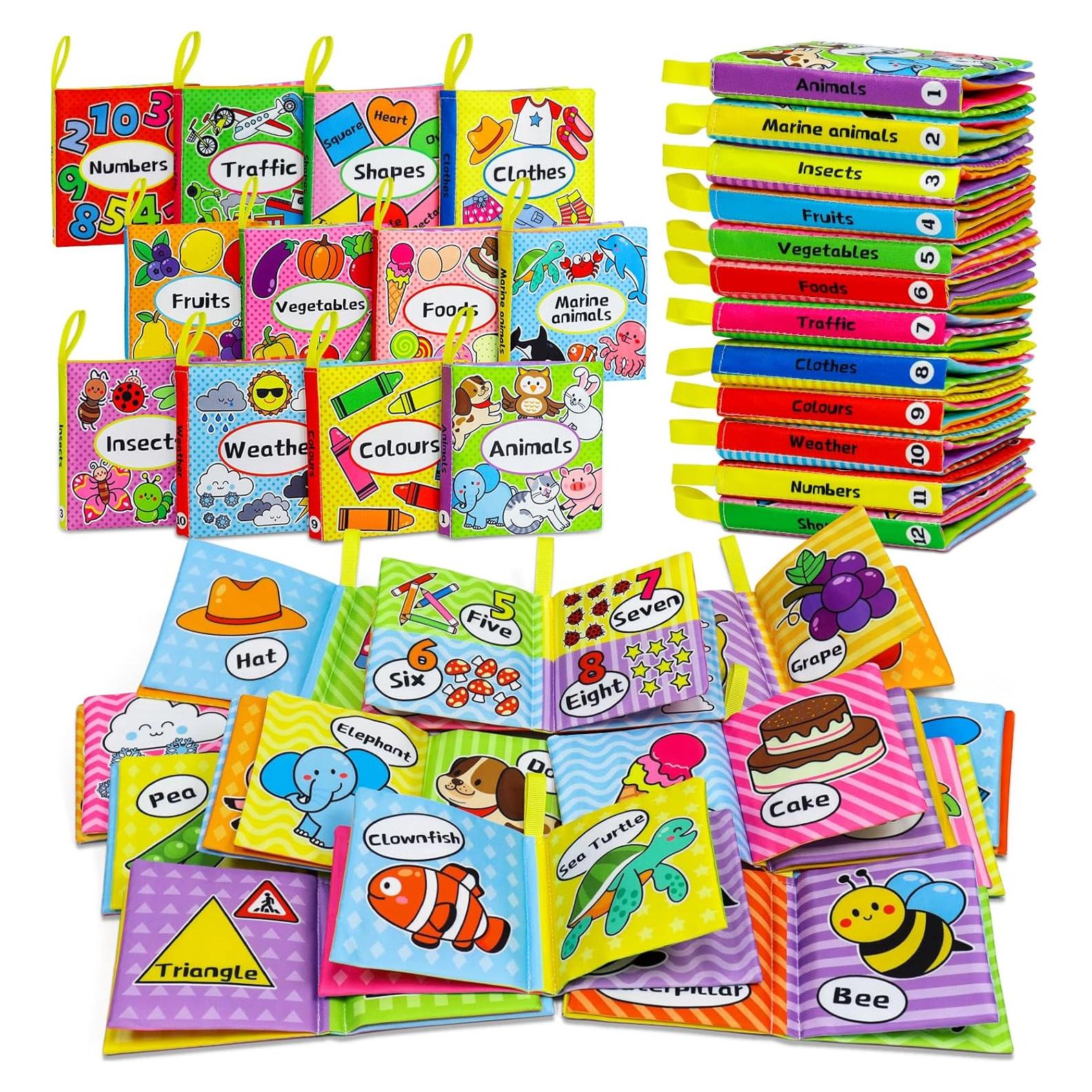 OKOOKO 12 Libros Suaves para Bebés - Juguetes Educativos Lavables