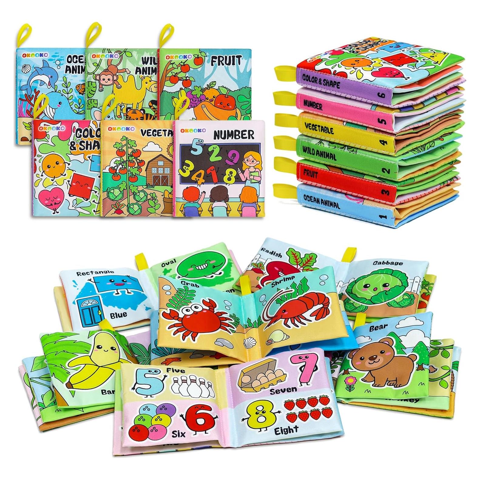 Libros Suaves para Bebés OKOOKO 6PCS Lavables No Tóxicos