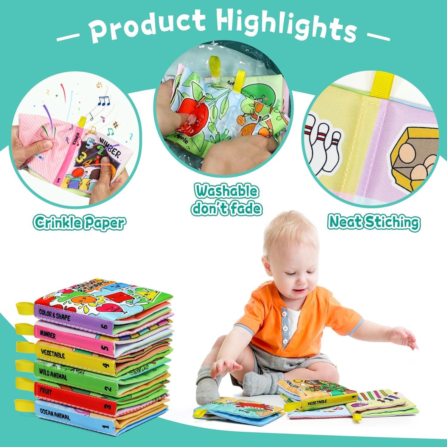 Libros Suaves para Bebés OKOOKO 6PCS Lavables No Tóxicos