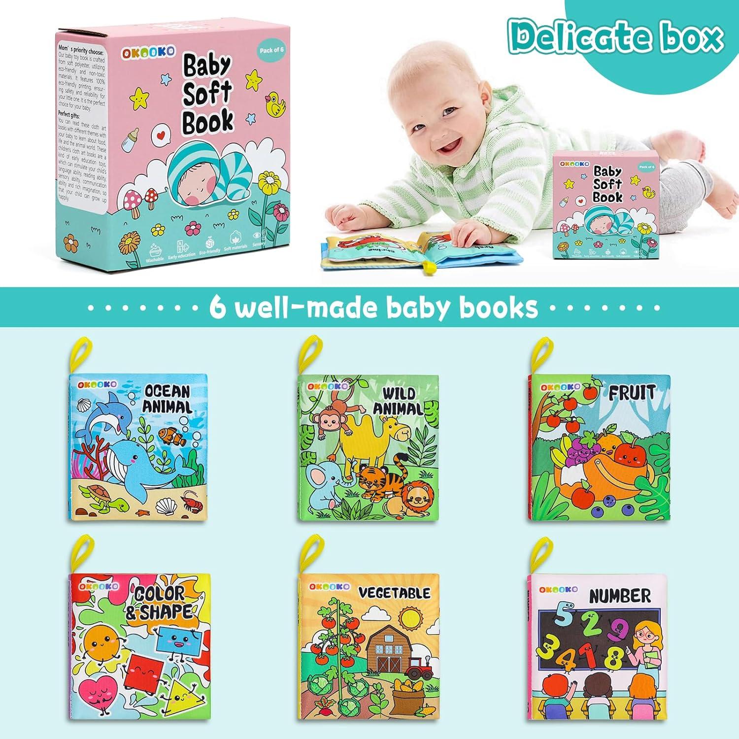 Libros Suaves para Bebés OKOOKO 6PCS Lavables No Tóxicos