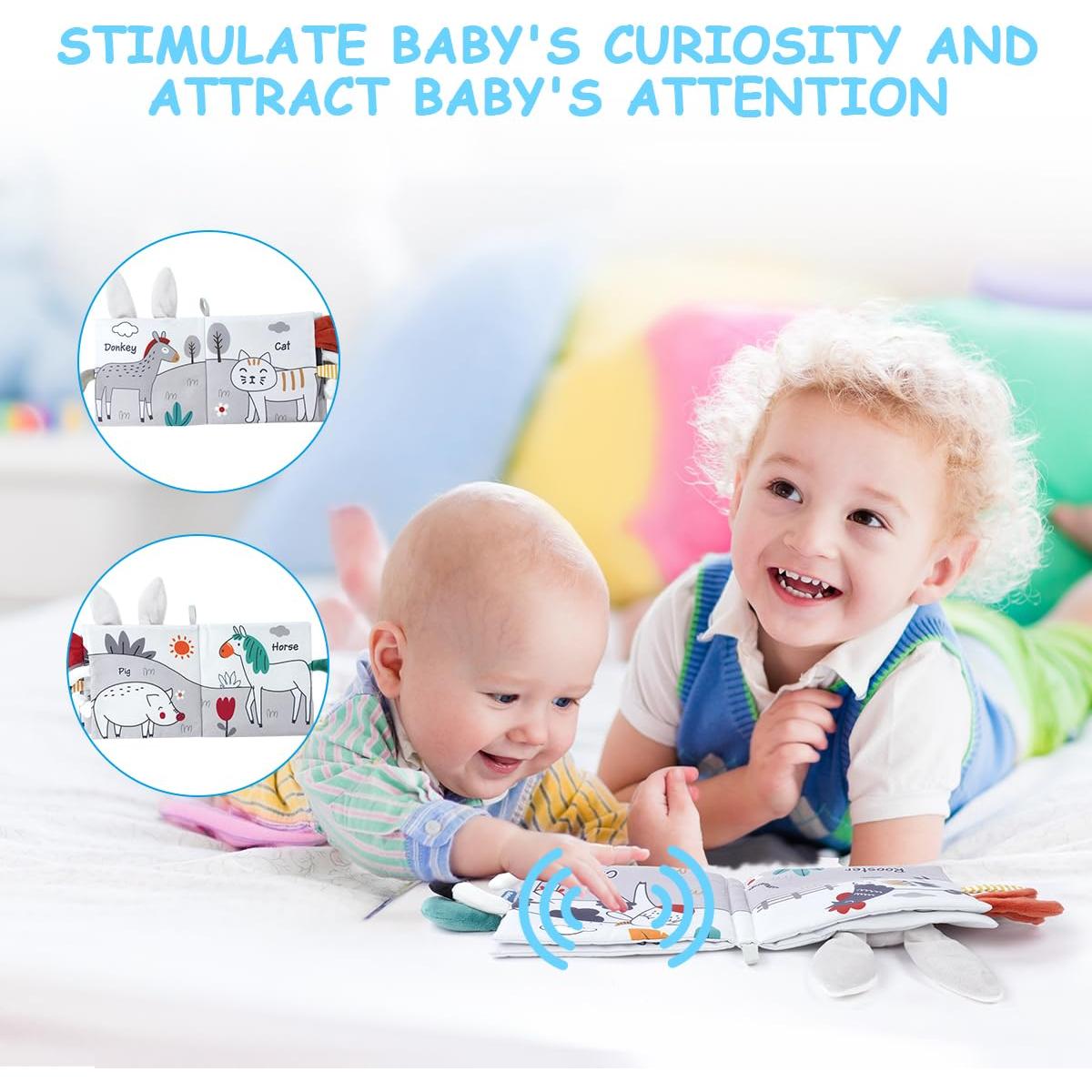 Libro de Tela Vicloon Conejo 3D para Bebés 0-12 Meses