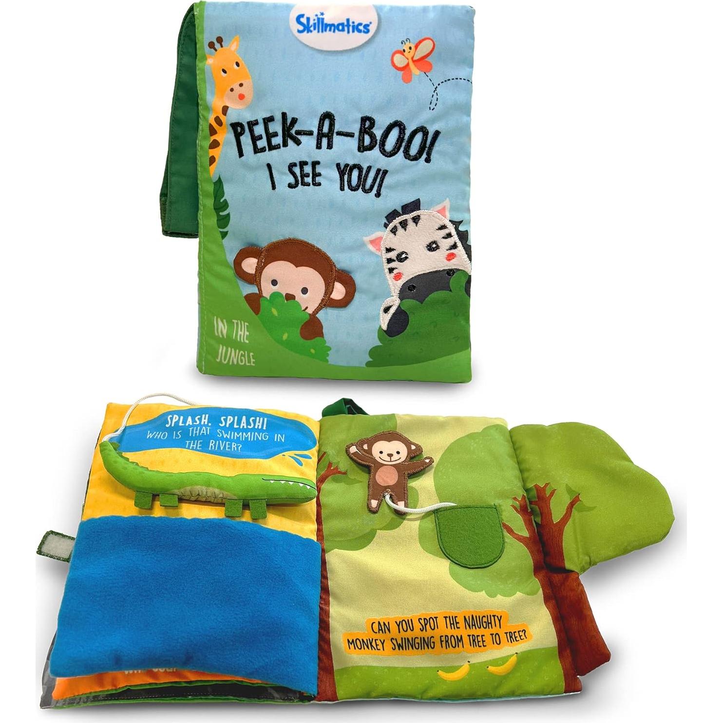 Libro de Tela Skillmatics Peek-A-Boo Jungle - 8 Páginas Interactivas