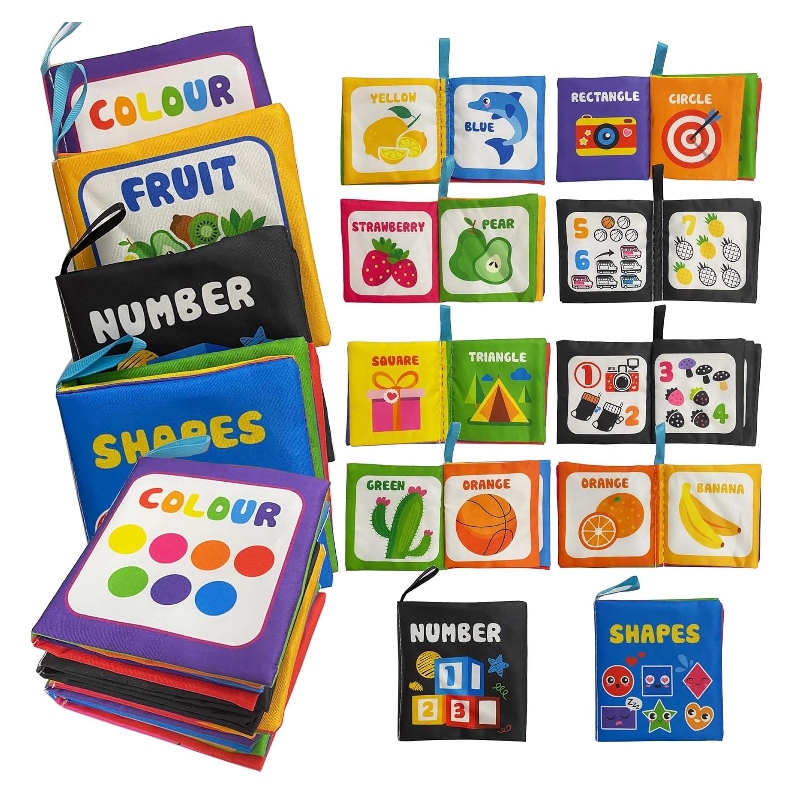 Paquete de 4 Libros de Tela Suave AMINFUN para Bebés