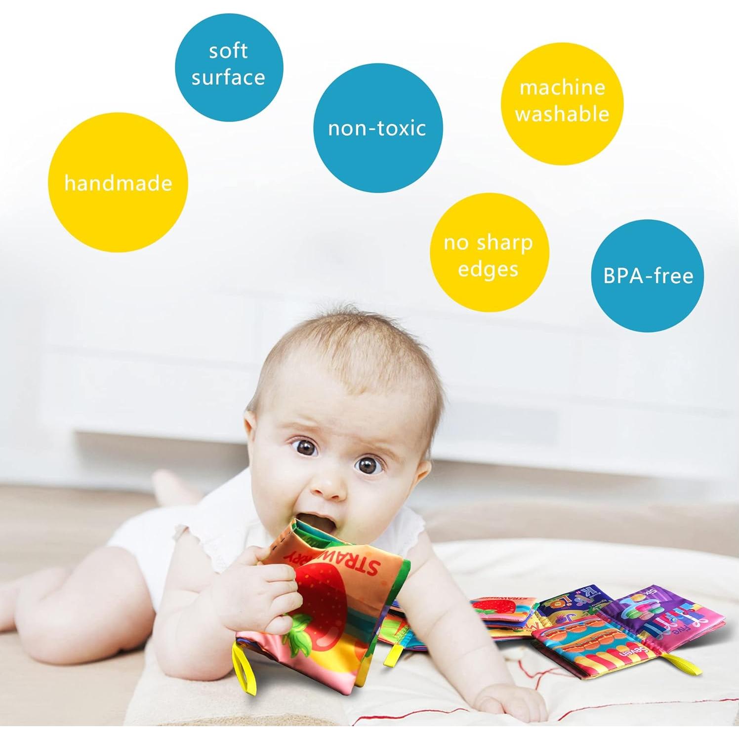 Paquete de 4 Libros de Tela Suave AMINFUN para Bebés