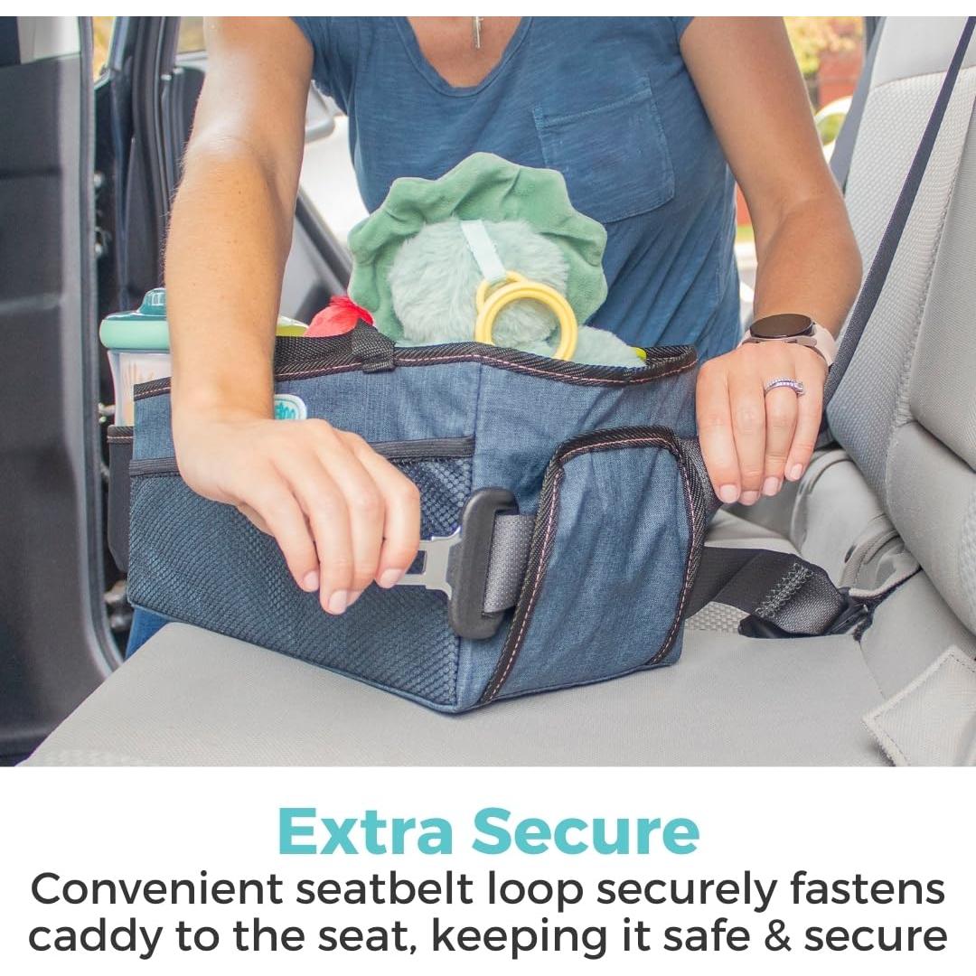 Organizador de Caddy para Auto Toddleroo - Marino, Portátil y Plegable