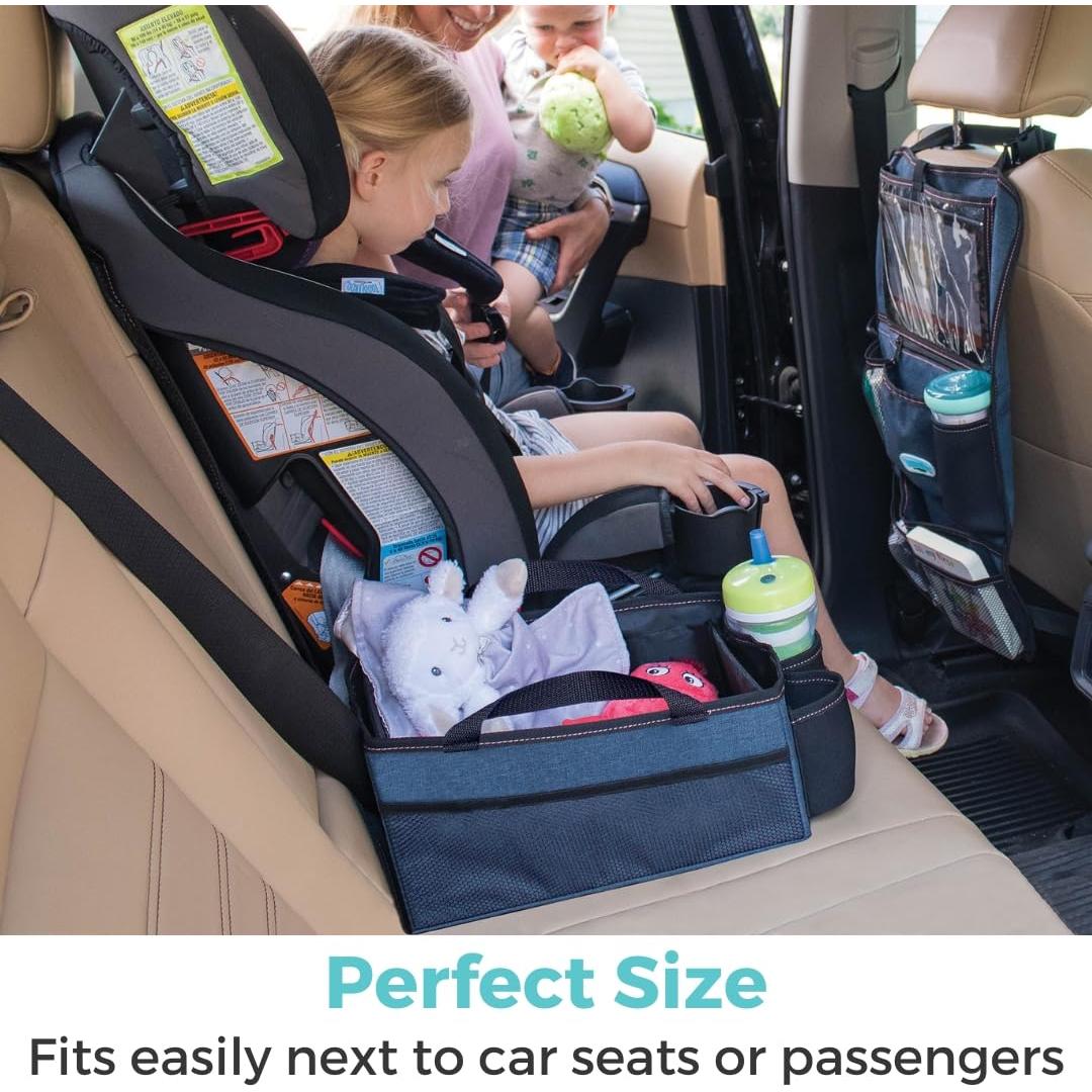 Organizador de Caddy para Auto Toddleroo - Marino, Portátil y Plegable