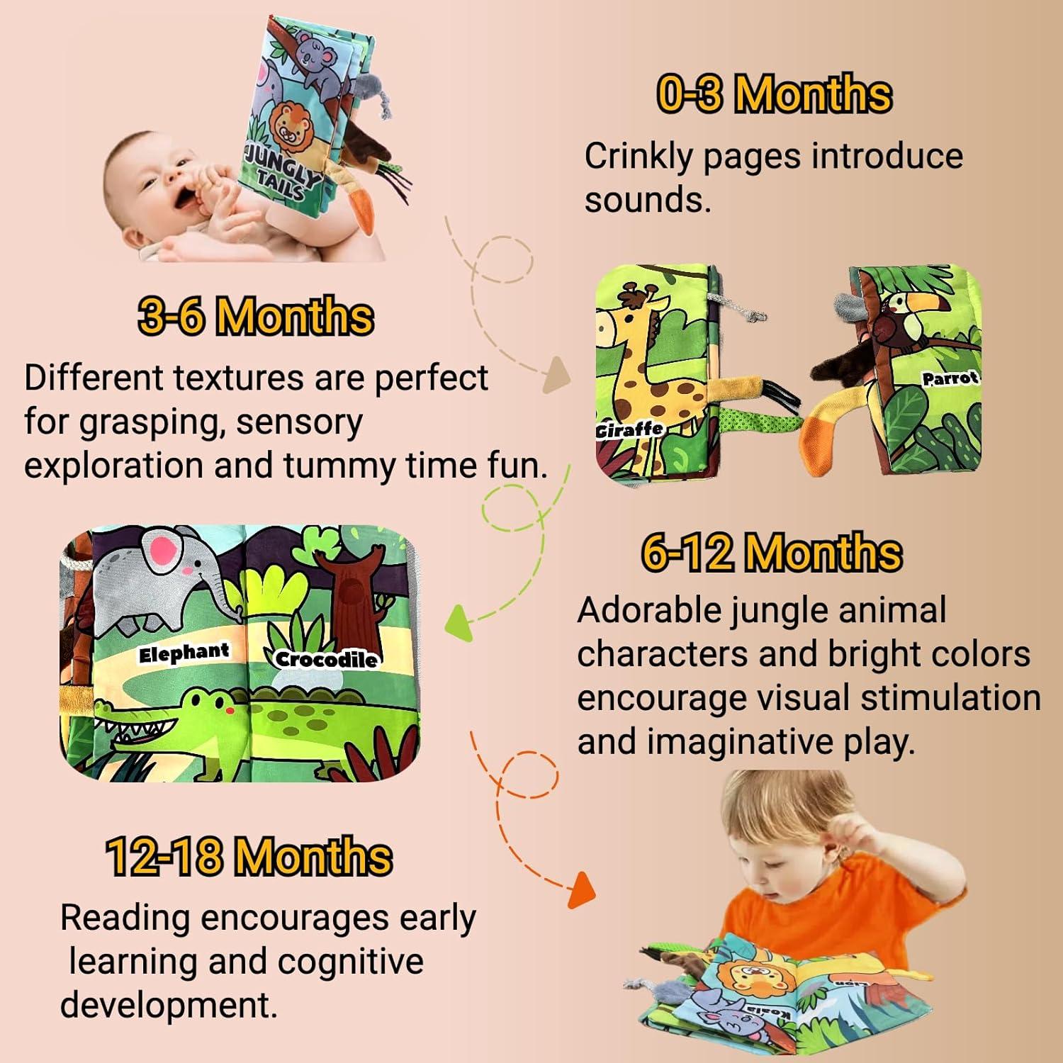 Libro Sensorial de Tela Chochumy Colas de Jungla para Bebés 0-18 Meses