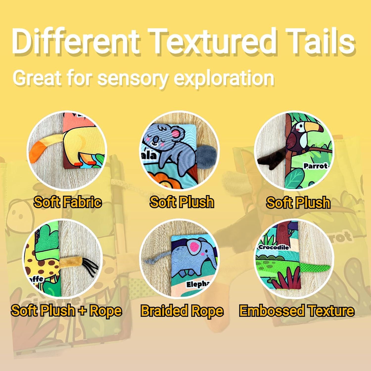 Libro Sensorial de Tela Chochumy Colas de Jungla para Bebés 0-18 Meses