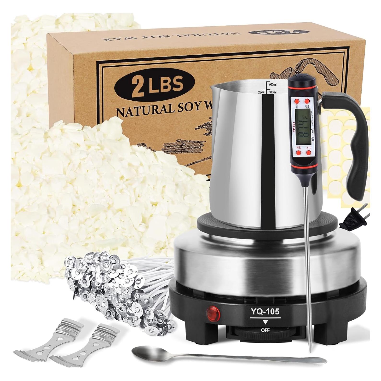 Kit de Fabricación de Velas SAEUYVB 2kg con Derretidor y Cera Soja