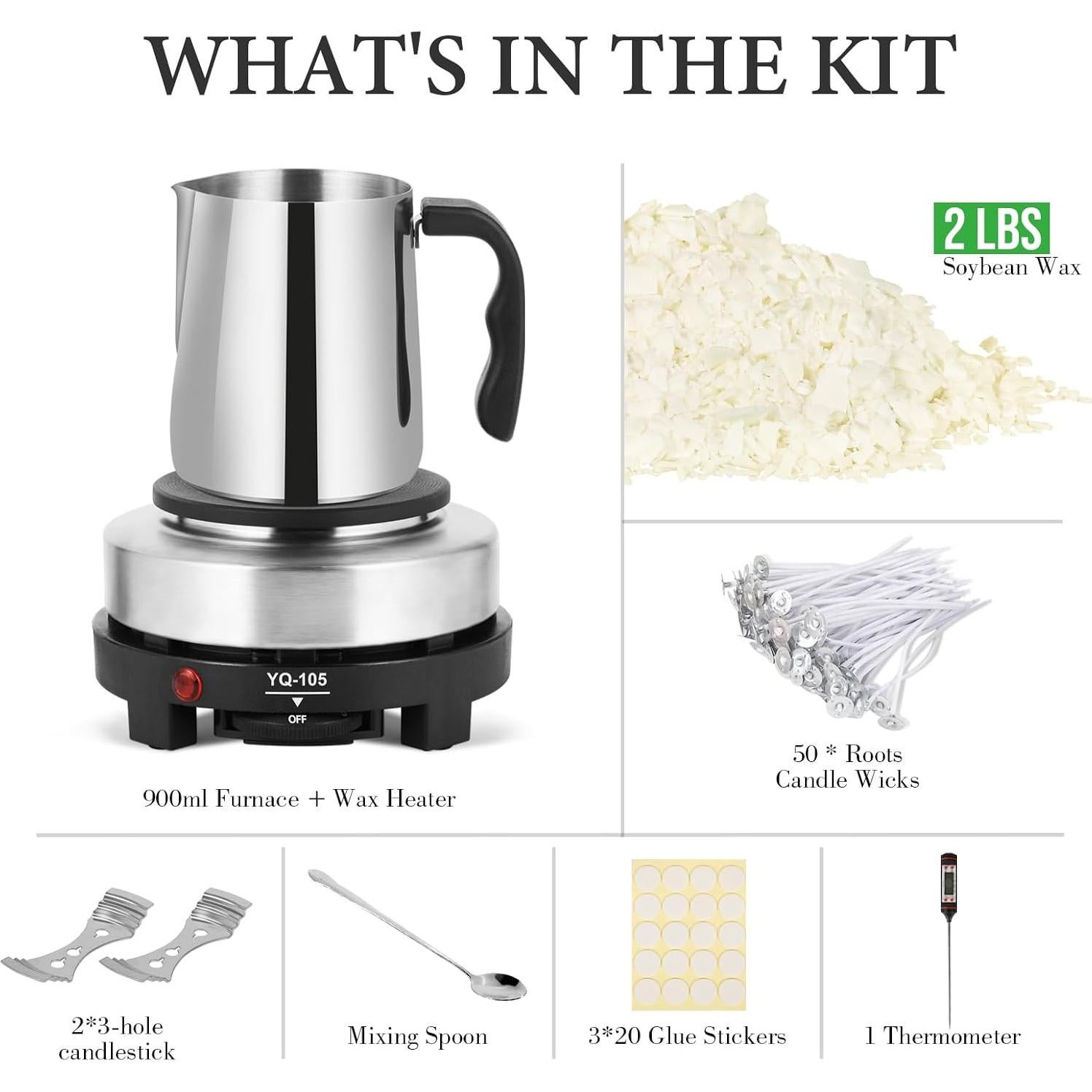 Kit de Fabricación de Velas SAEUYVB 2kg con Derretidor y Cera Soja