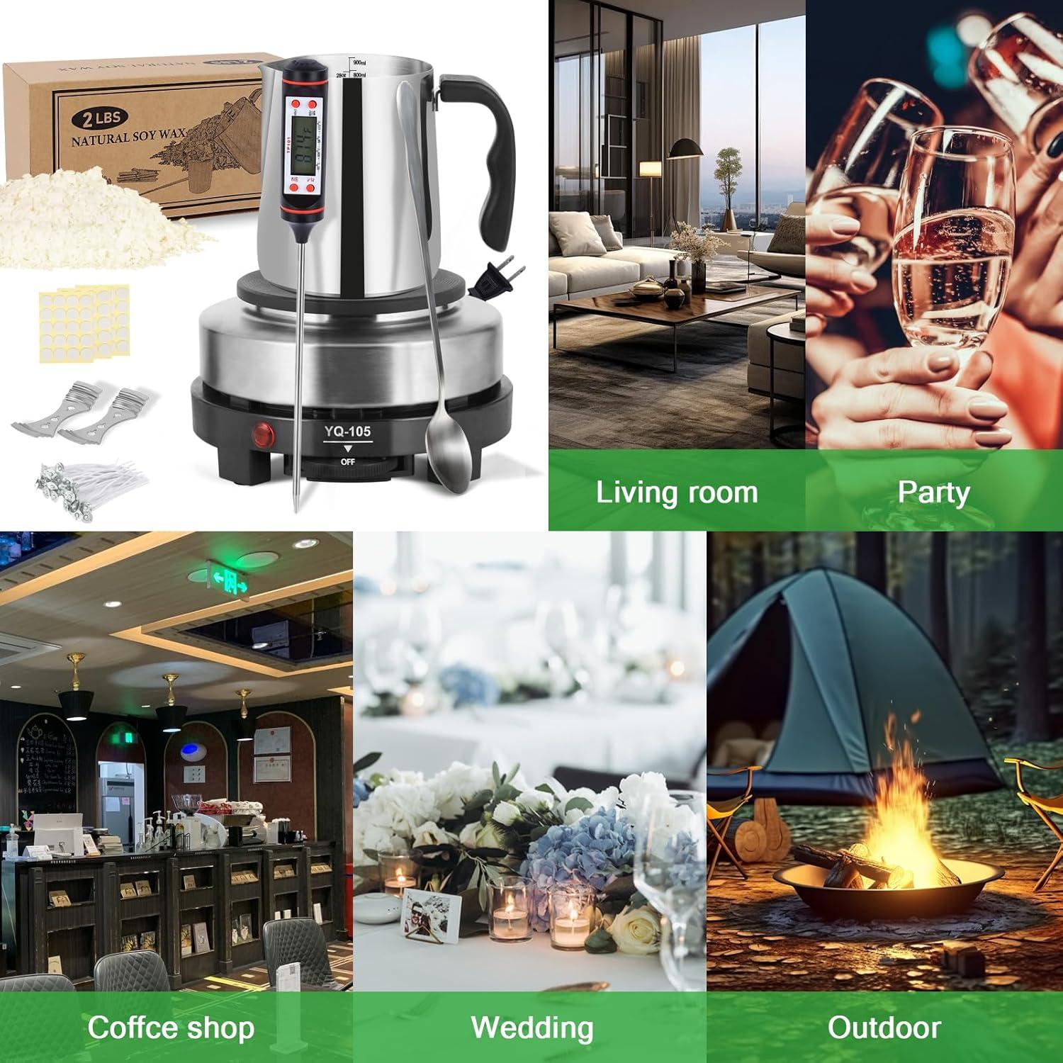 Kit de Fabricación de Velas SAEUYVB 2kg con Derretidor y Cera Soja