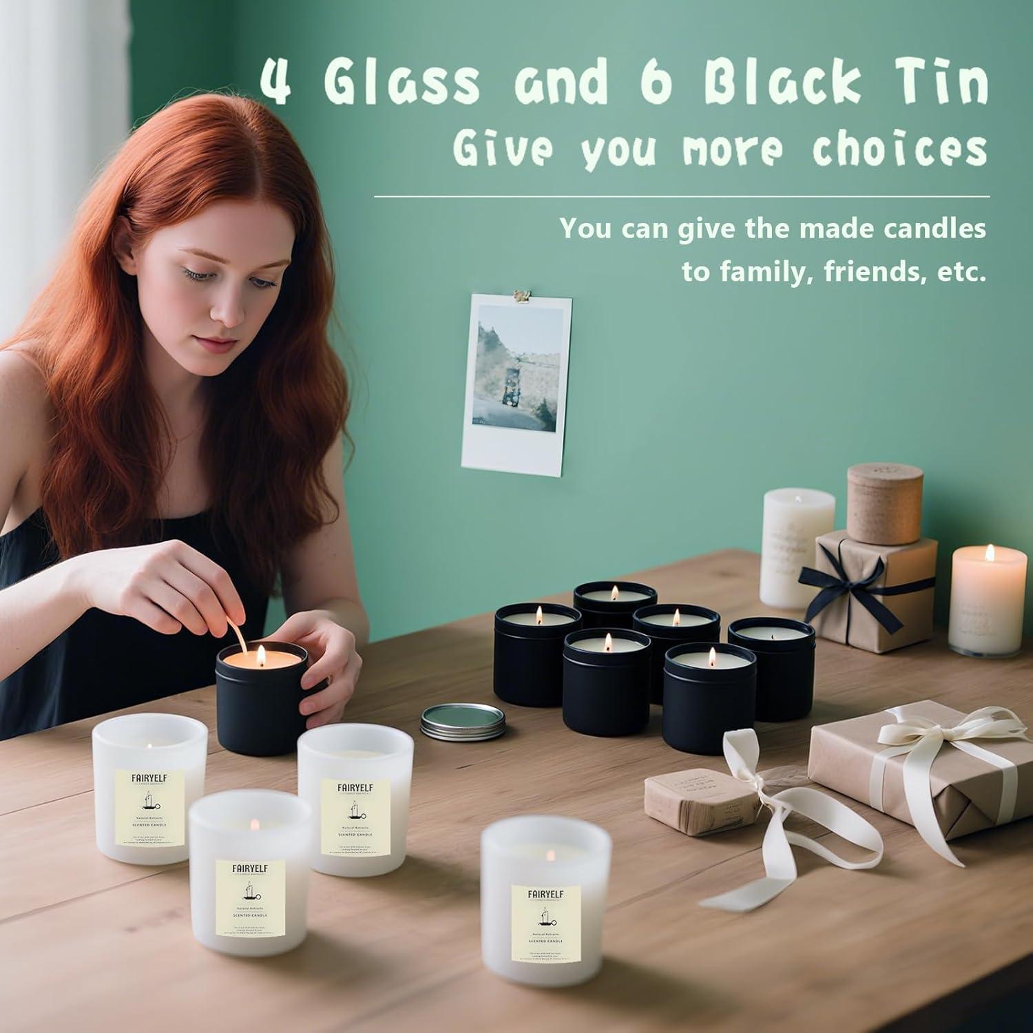 FAIRYELF Premium Candle Making Kit with Wax Melter, DIY Starter Scented Candles Making Kit for Adults Include Glass Jar & Tins, Scents & Color Dyes & More - Perfect as Home Decorations