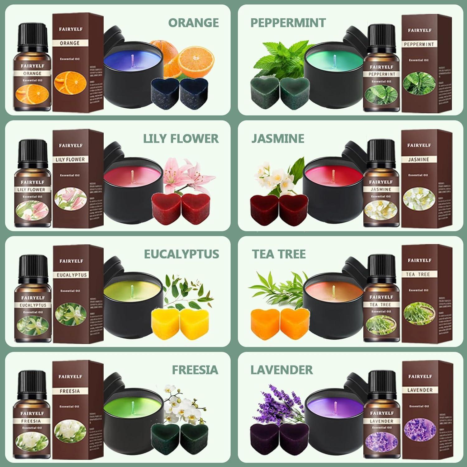 FAIRYELF Premium Candle Making Kit with Wax Melter, DIY Starter Scented Candles Making Kit for Adults Include Glass Jar & Tins, Scents & Color Dyes & More - Perfect as Home Decorations