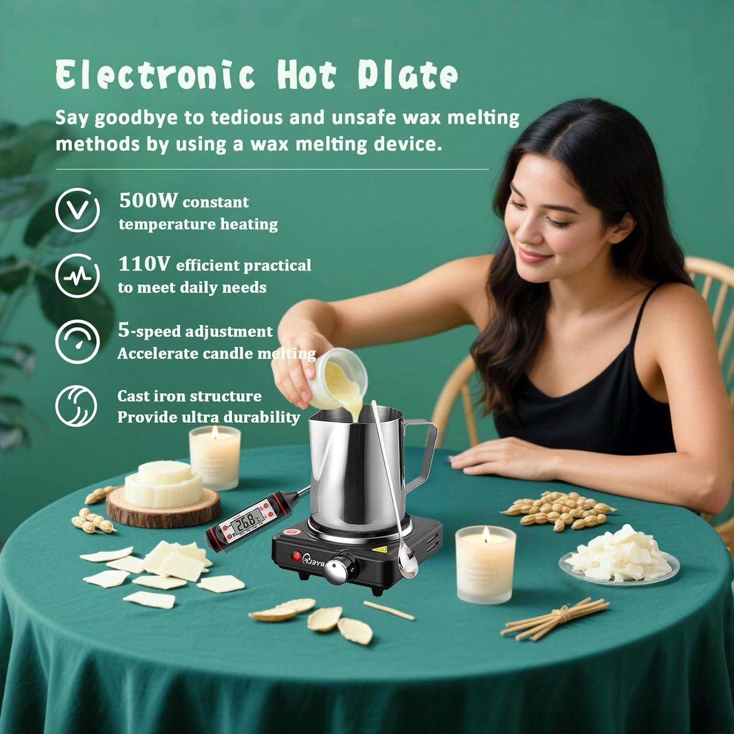 FAIRYELF Premium Candle Making Kit with Wax Melter, DIY Starter Scented Candles Making Kit for Adults Include Glass Jar & Tins, Scents & Color Dyes & More - Perfect as Home Decorations