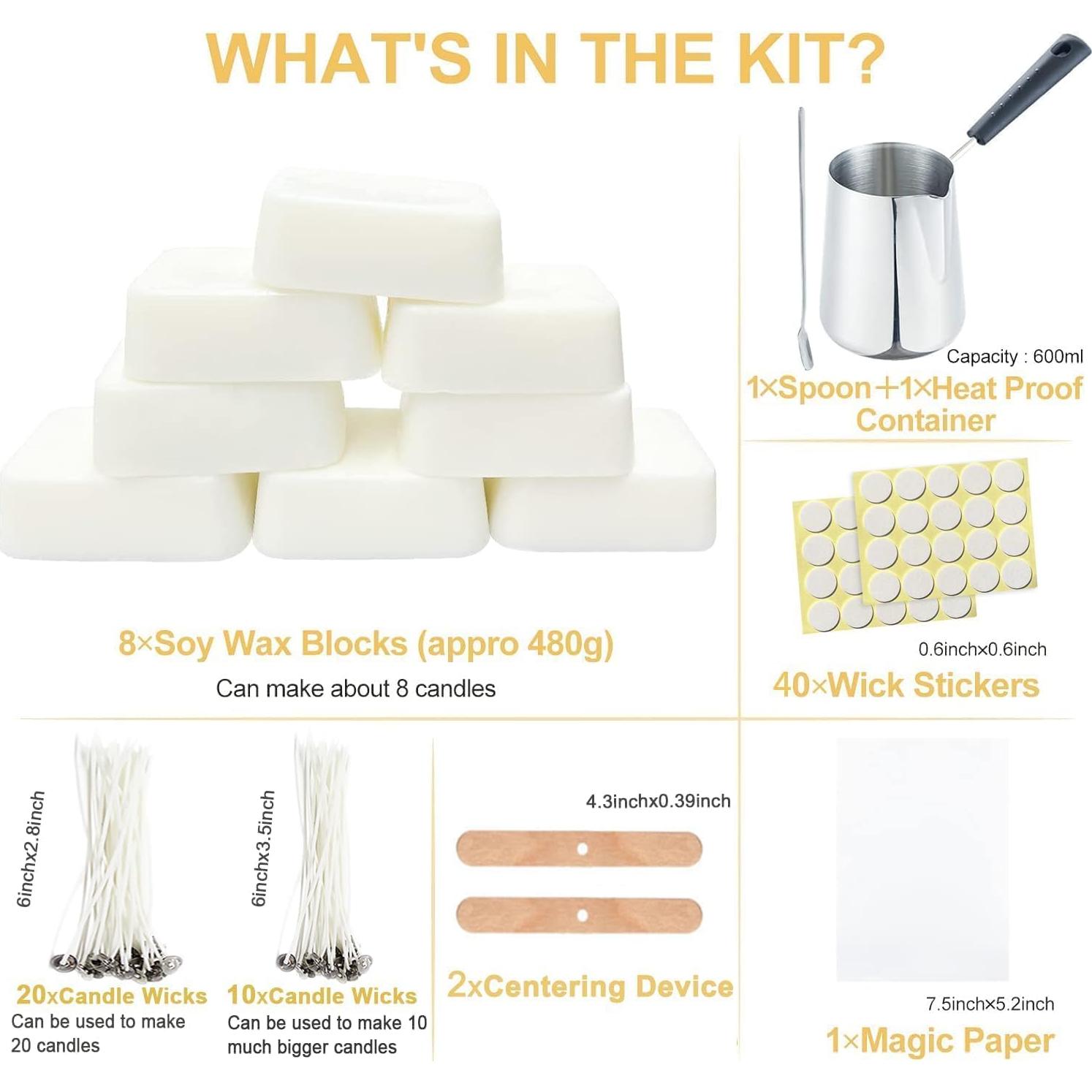 Kit Completo de Fabricación de Velas Yzoo - 480g Cera Soja