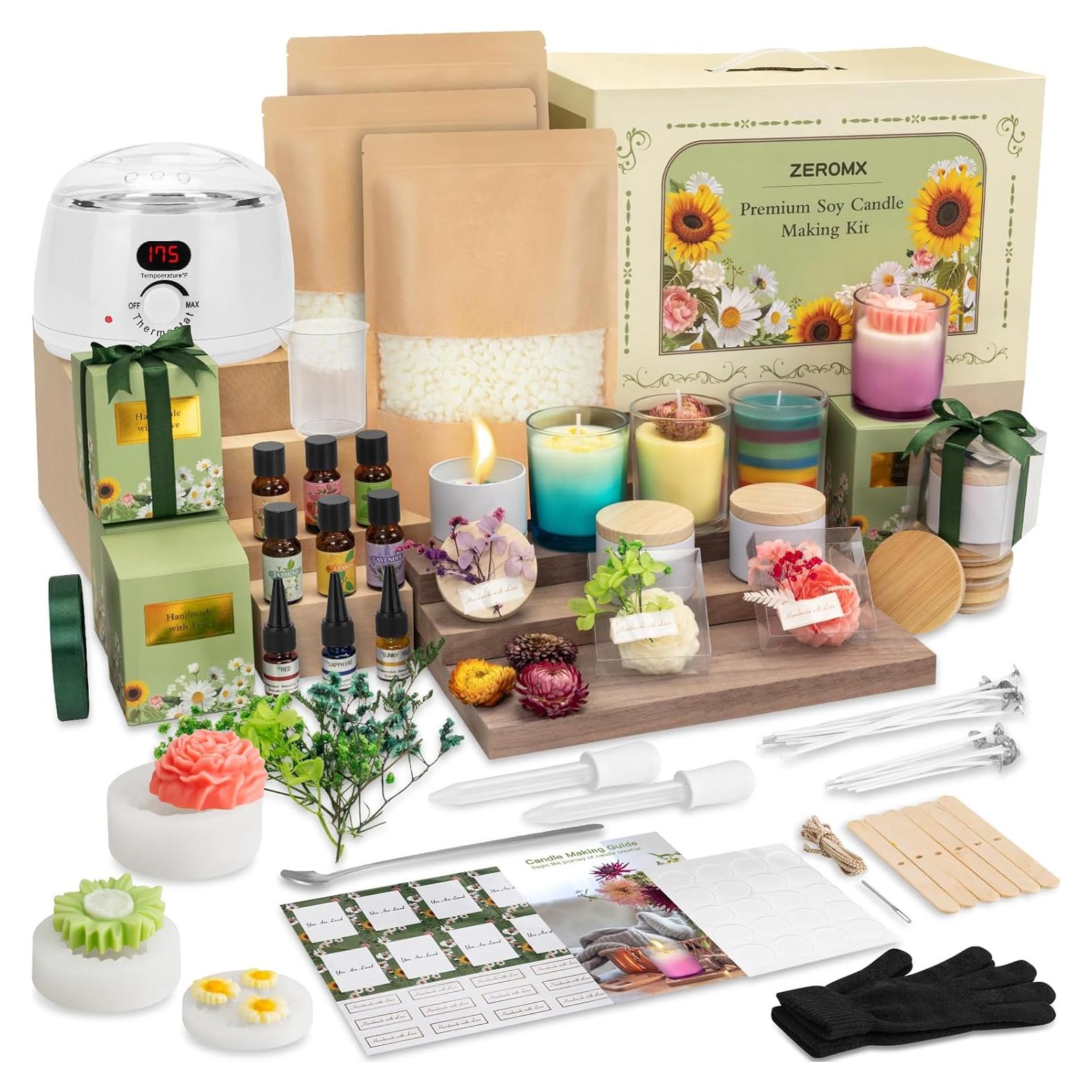 Kit de Fabricación de Velas ZEROMX - 1200g Cera Soja, Olla Digital