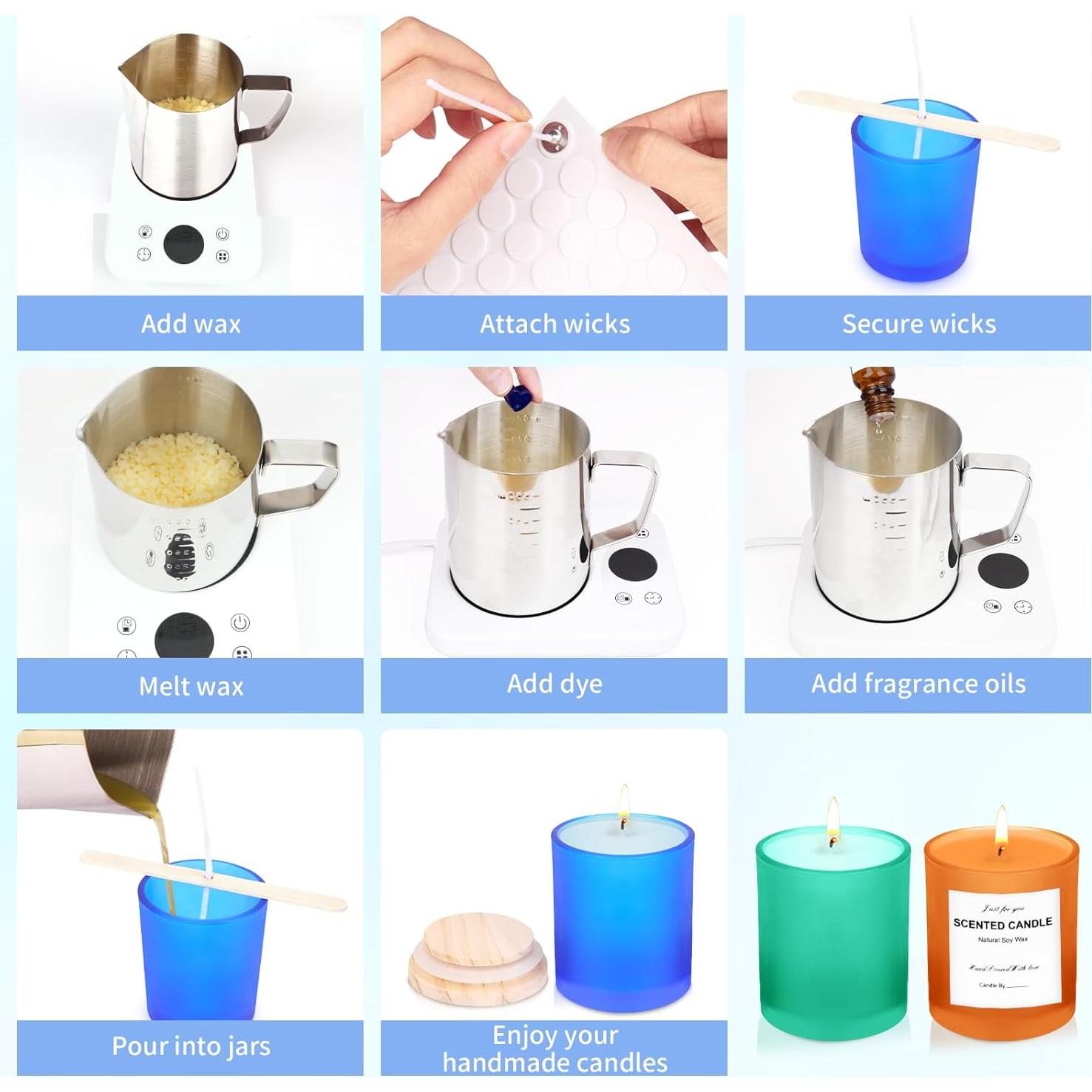 Kit de Fabricación de Velas KEARLGMBH - Cera de Soja, Colorantes y Aceites