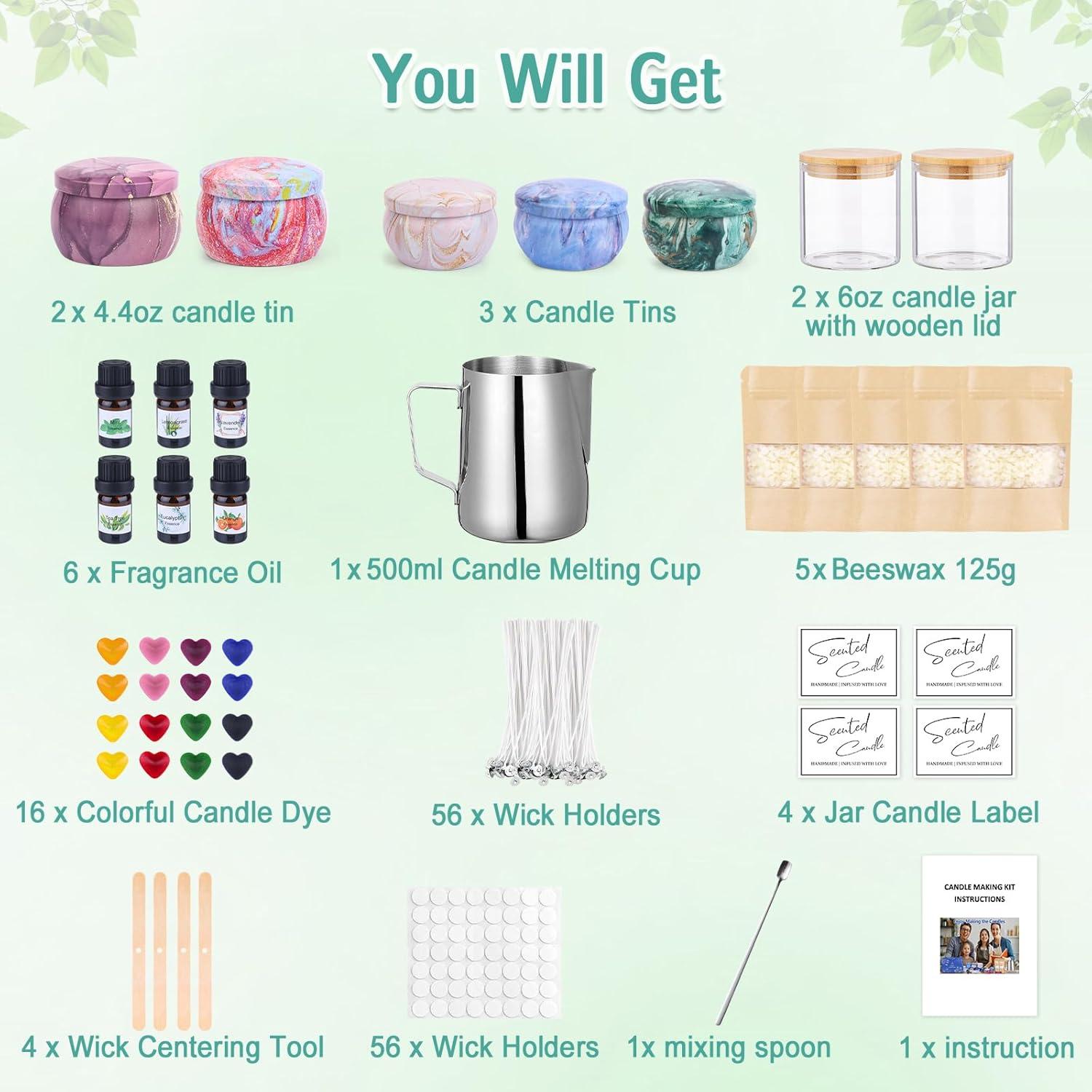 Kit de Fabricación de Velas OFUN - Cera de Abeja, 6 Aromas