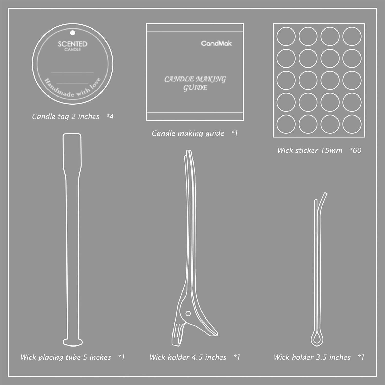 Kit de Mechas para Velas CandMak - 60 Mechas de Algodón