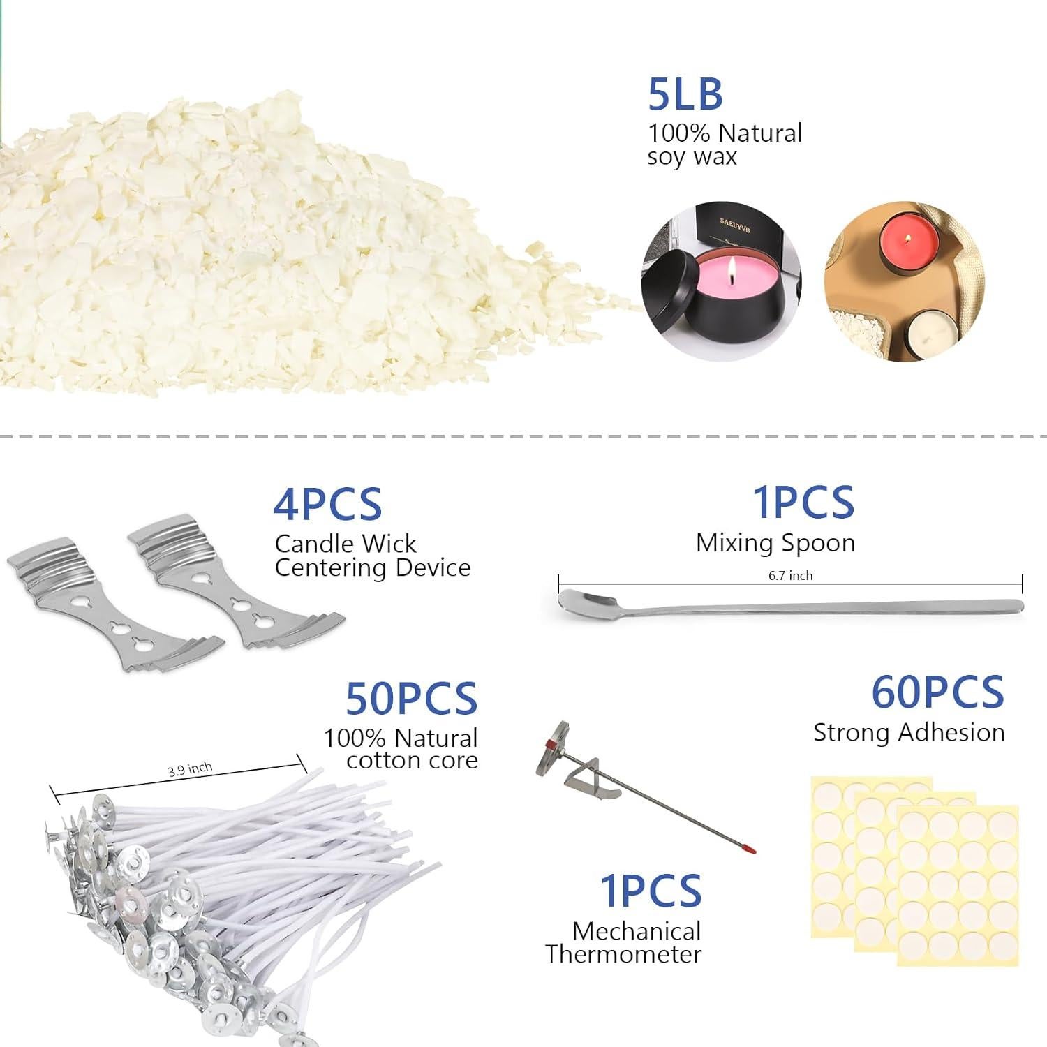 Kit de Hacer Velas SAEUYVB - 2.27 kg Cera de Soja Natural