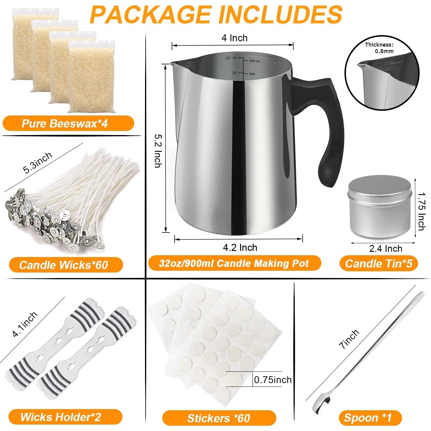 Kit para Hacer Velas BBAXI - Cera de Abeja Natural y Olla 900ml