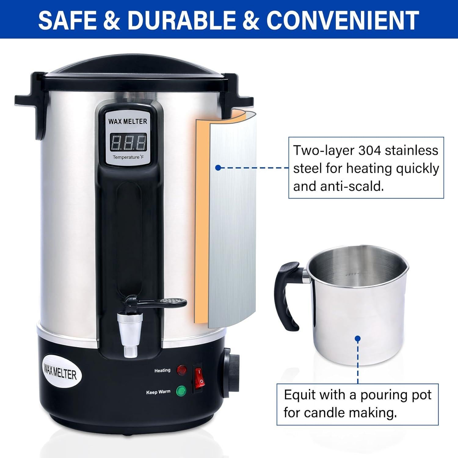 Olla Derretir Cera TCFUNDY 8L 1100W Antiadherente